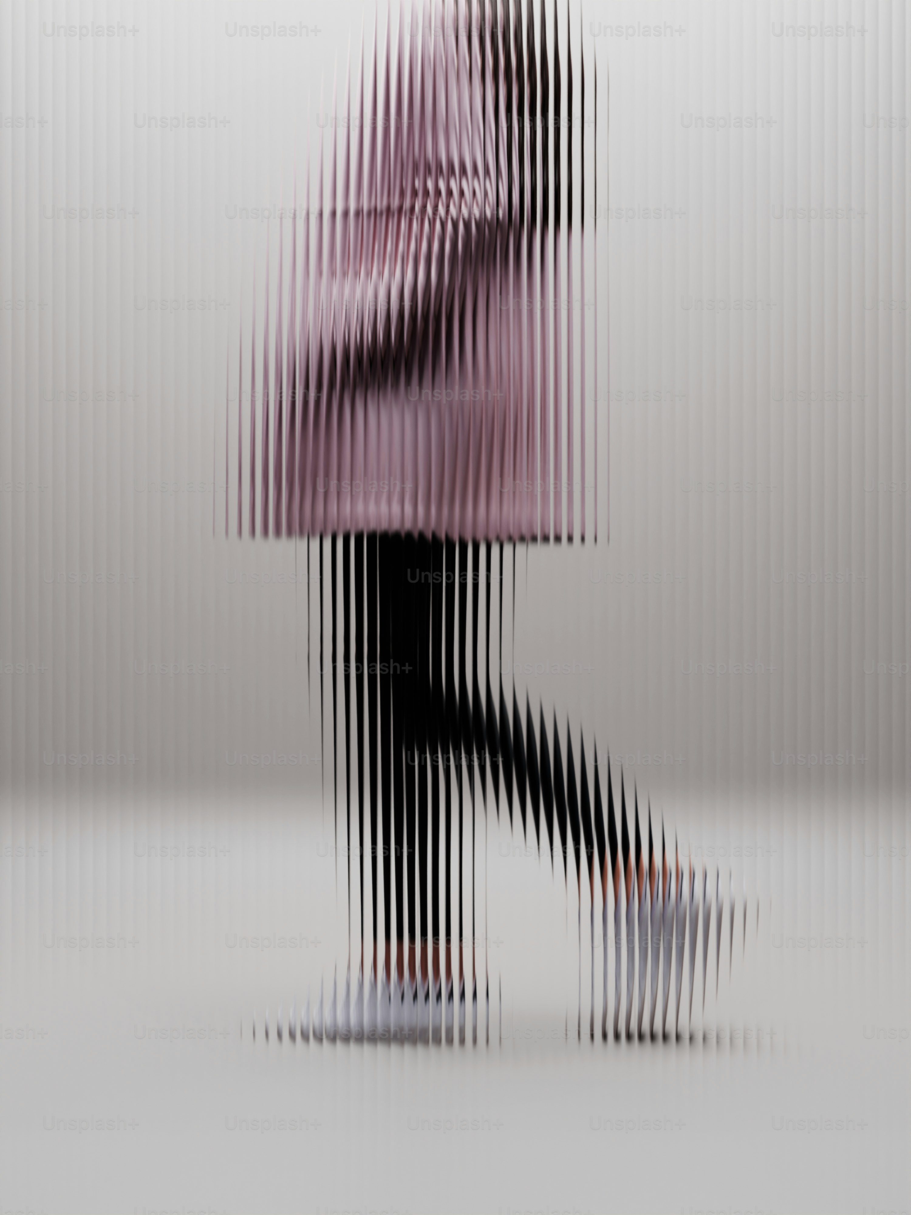 Person walking through vertical, glitching lines.