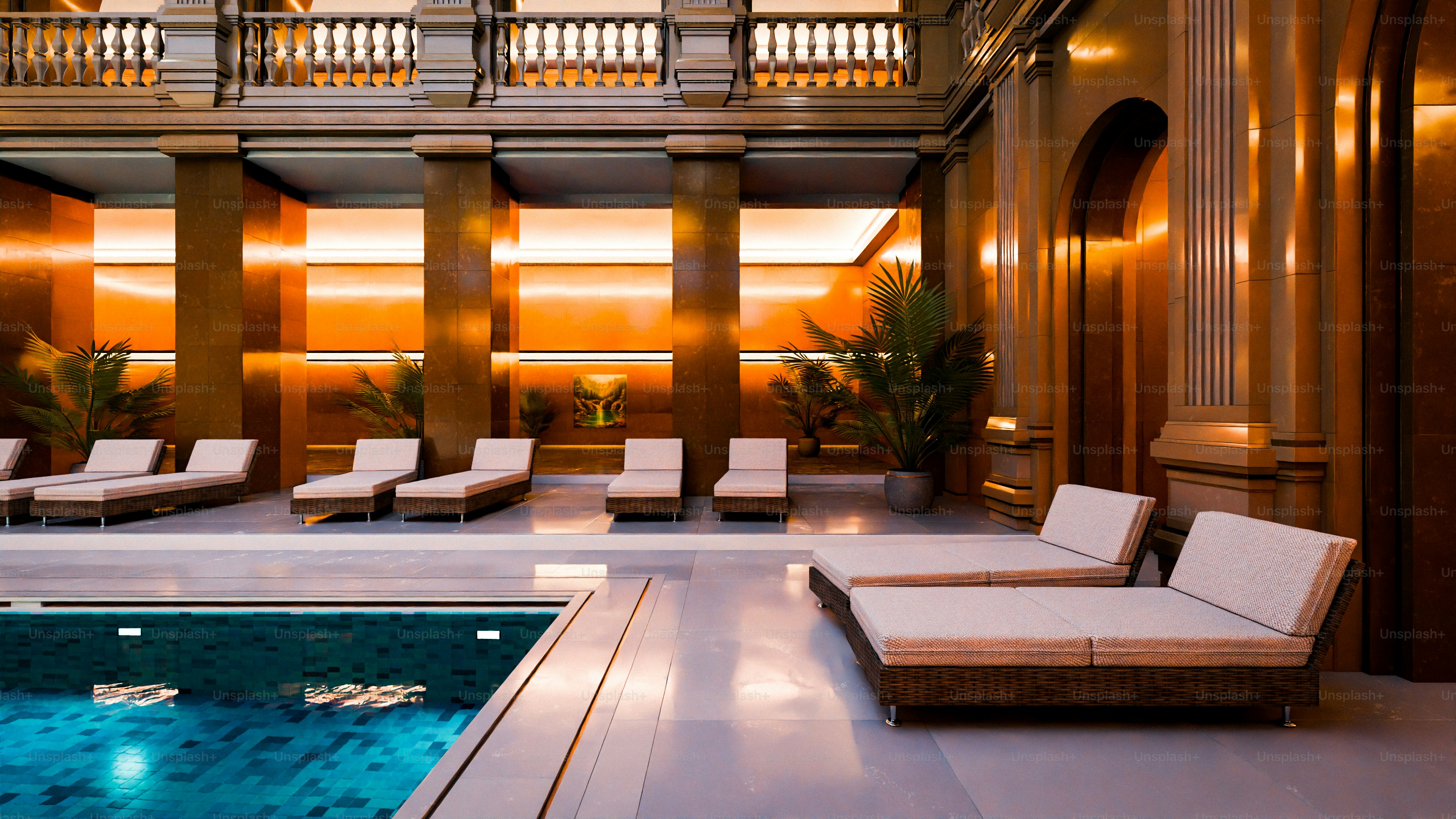 A luxurious pool area awaits relaxation.