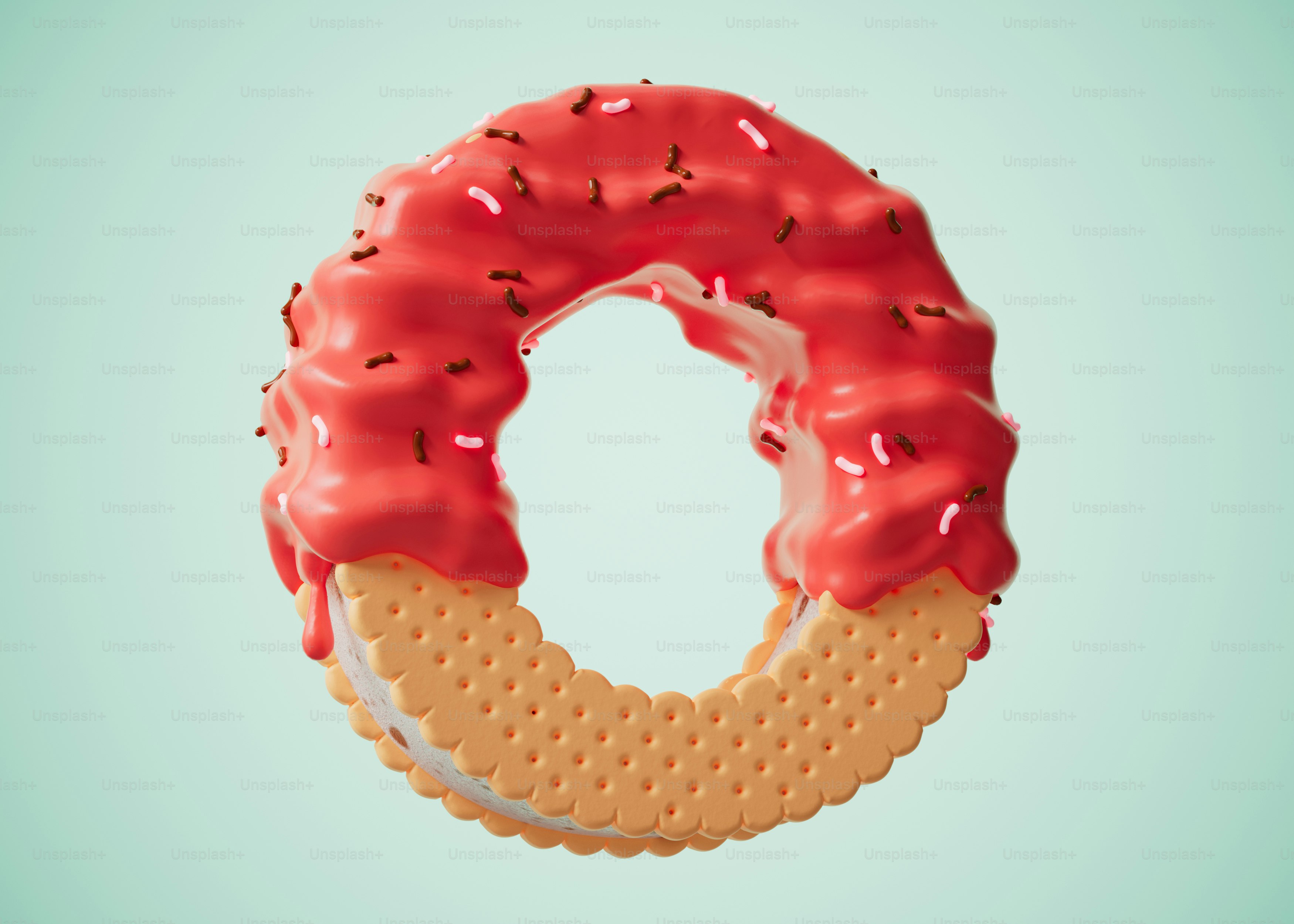 A delicious doughnut-shaped cookie with frosting.