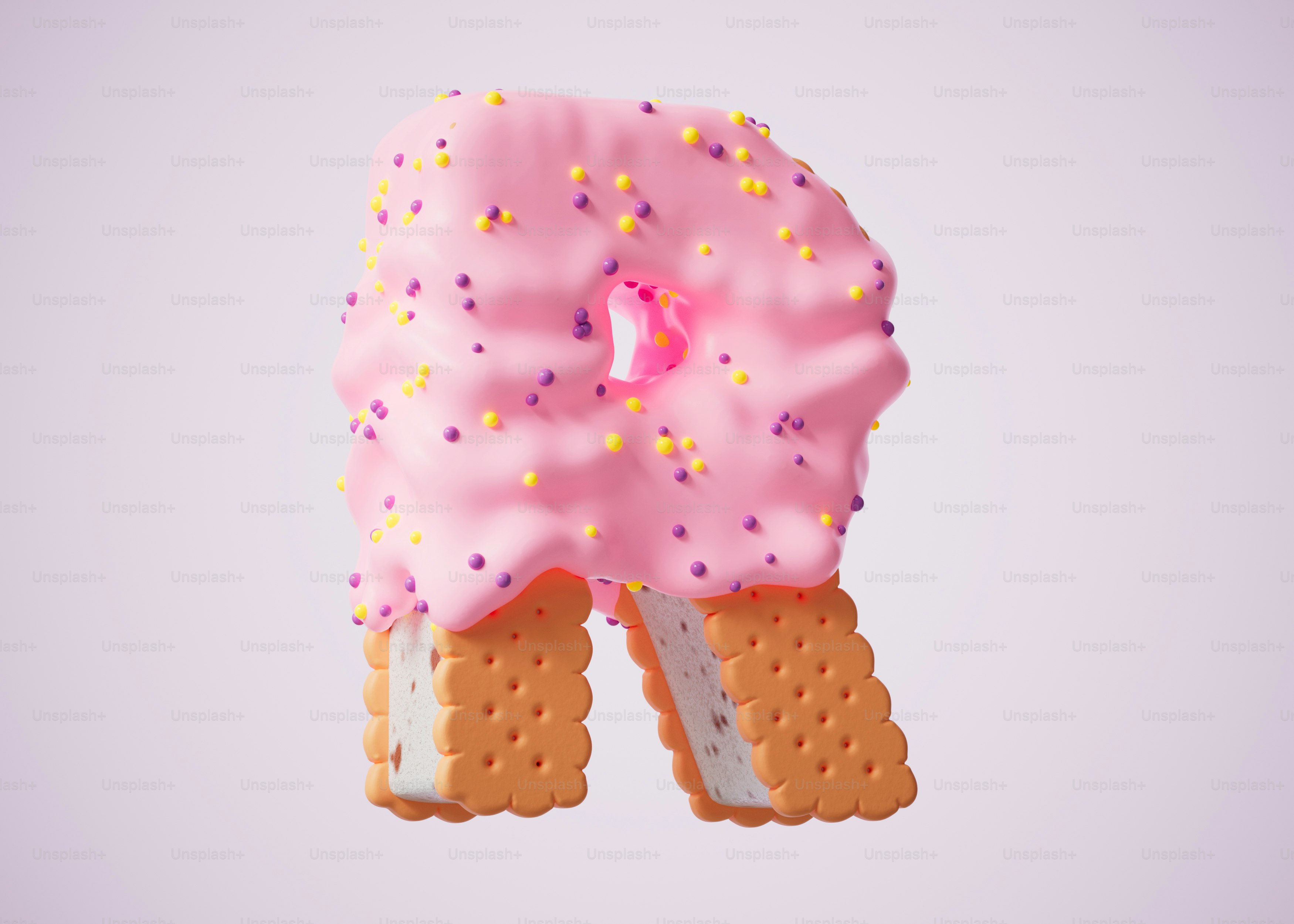 A letter "r" is made of food.