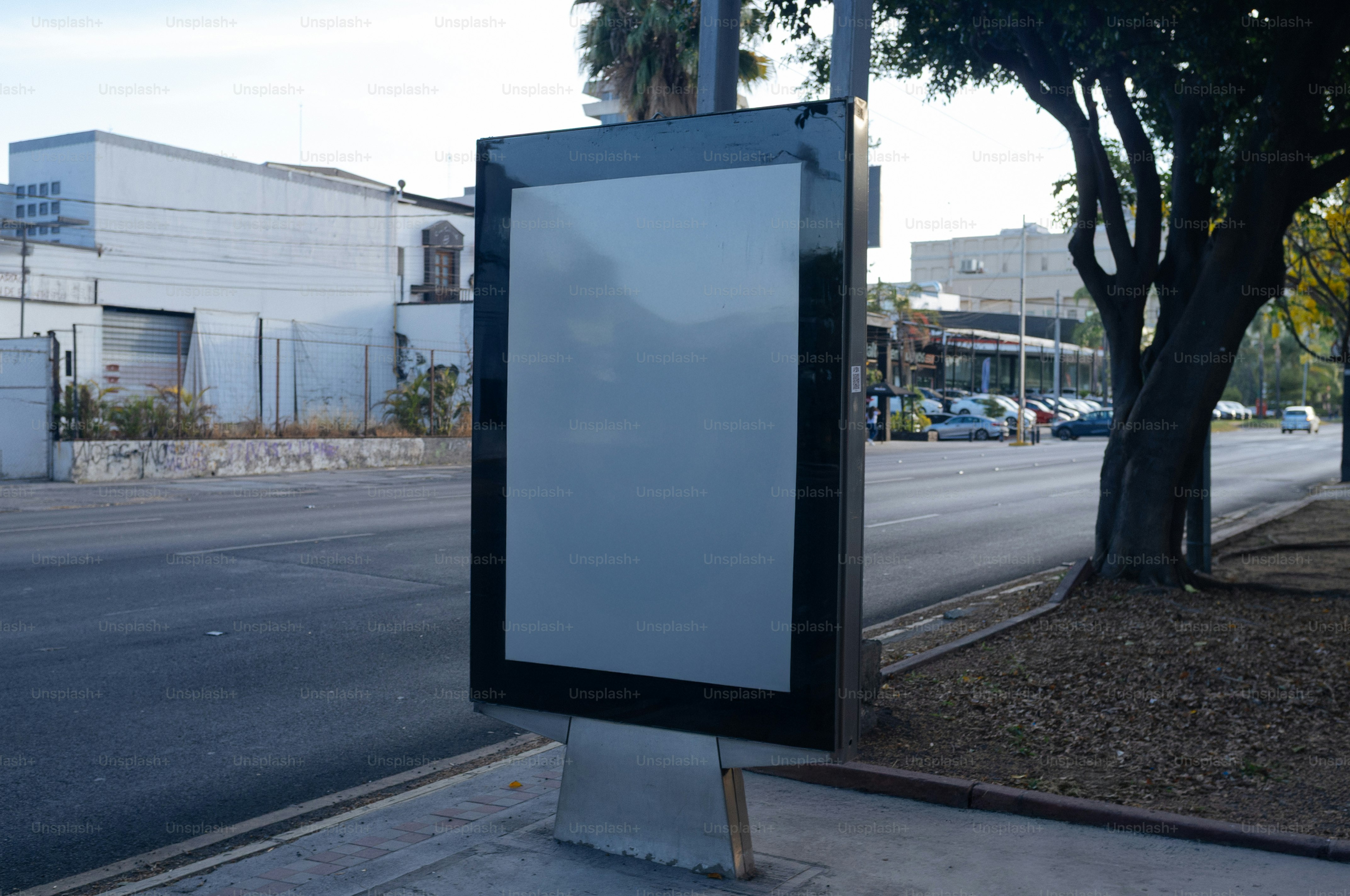 Billboard on a city street with copy space.