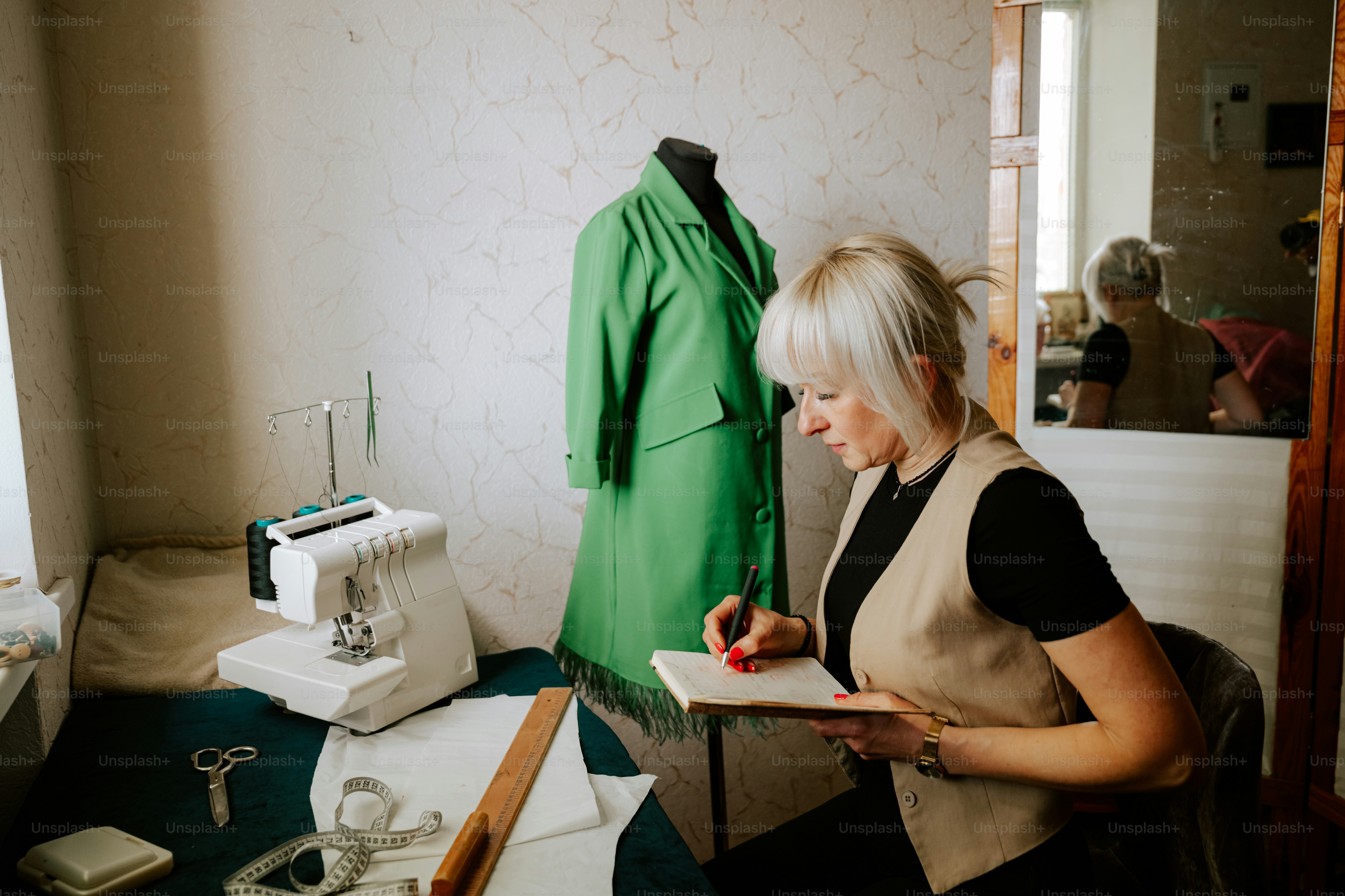 Ein Modedesigner arbeitet an einer neuen Kreation.