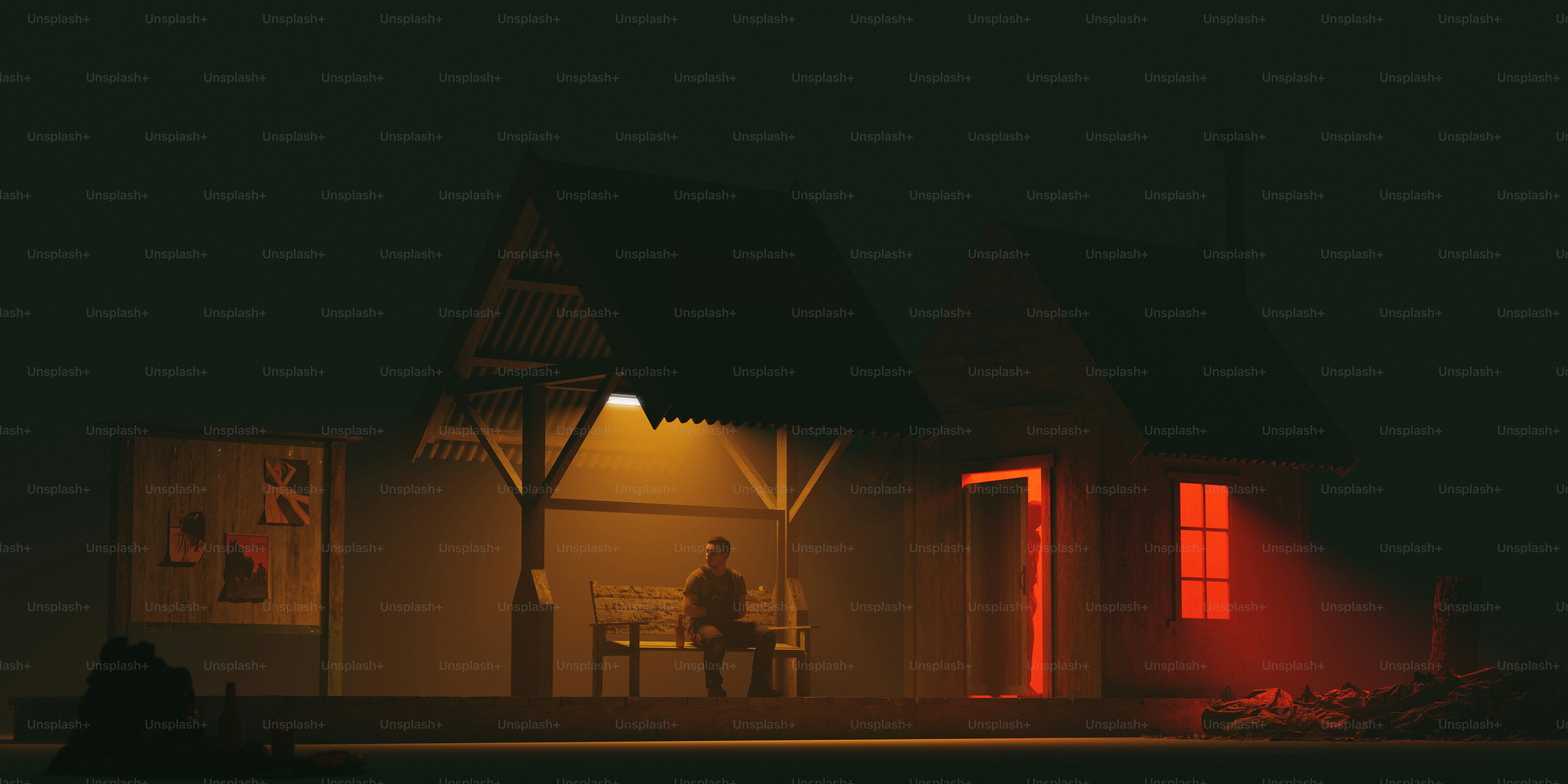 A dimly lit oil lamp in a quiet village house at night, warm tones, emotional mood