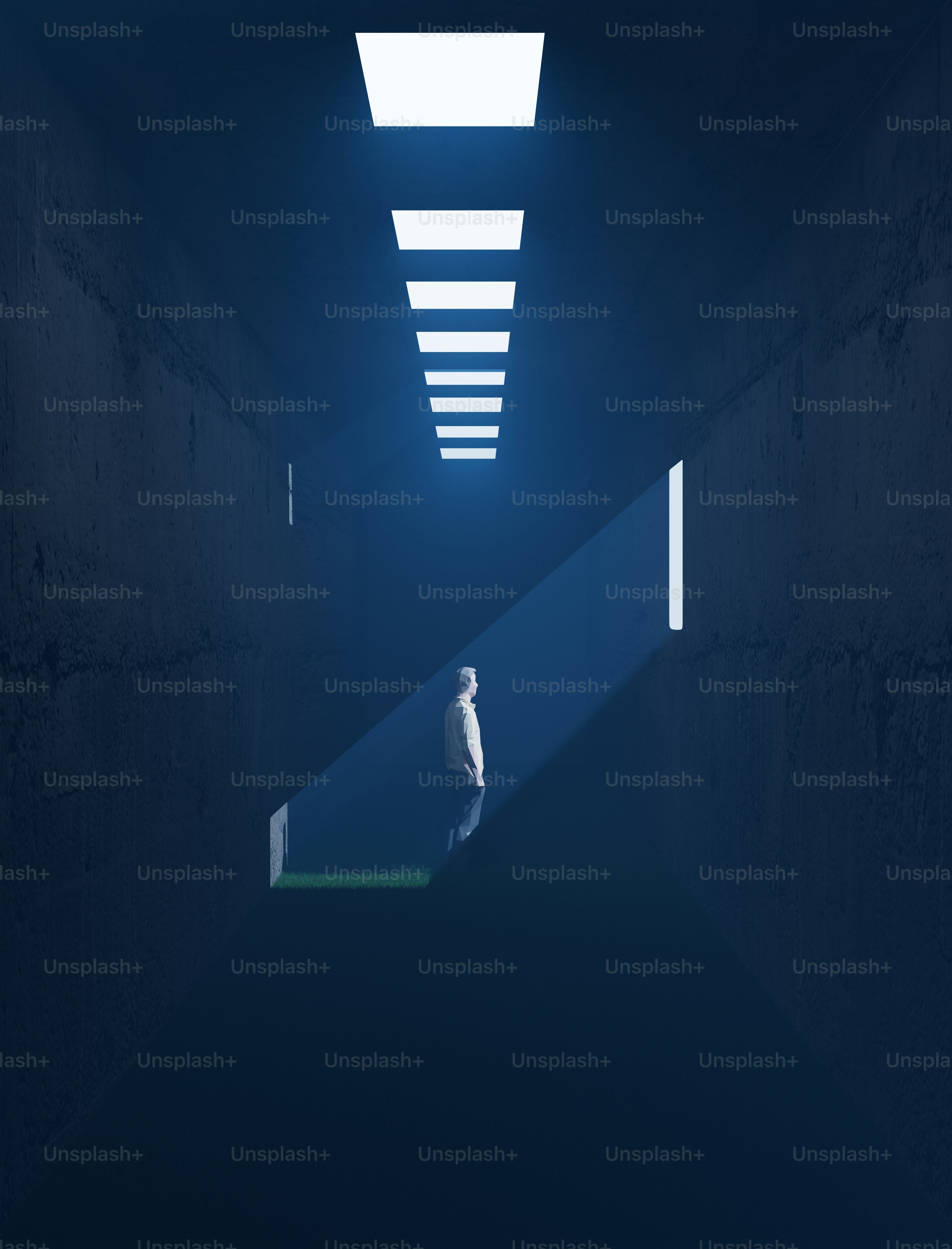 暗いトンネルに明かりを灯して立っている人。