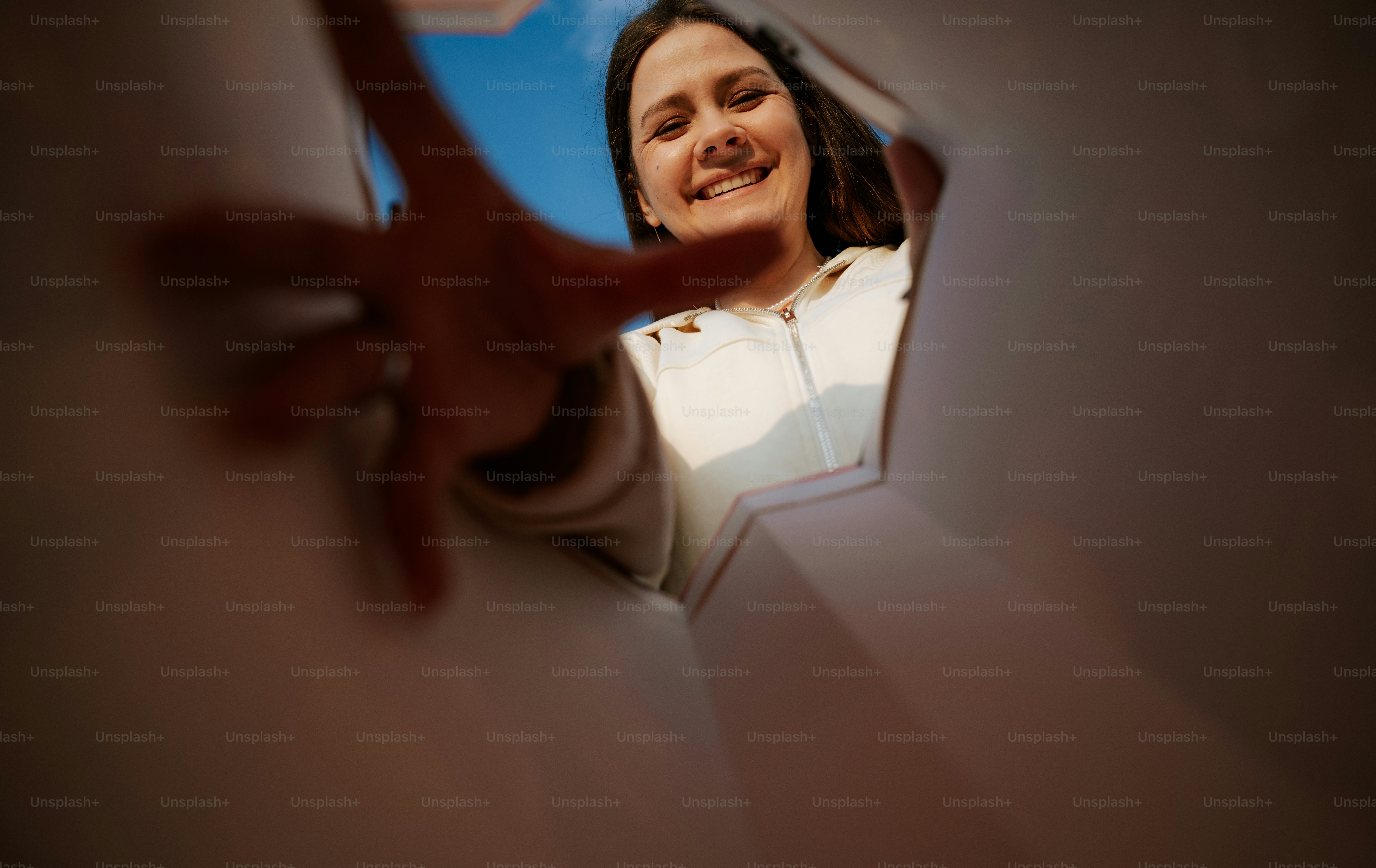 A woman reaches into a package