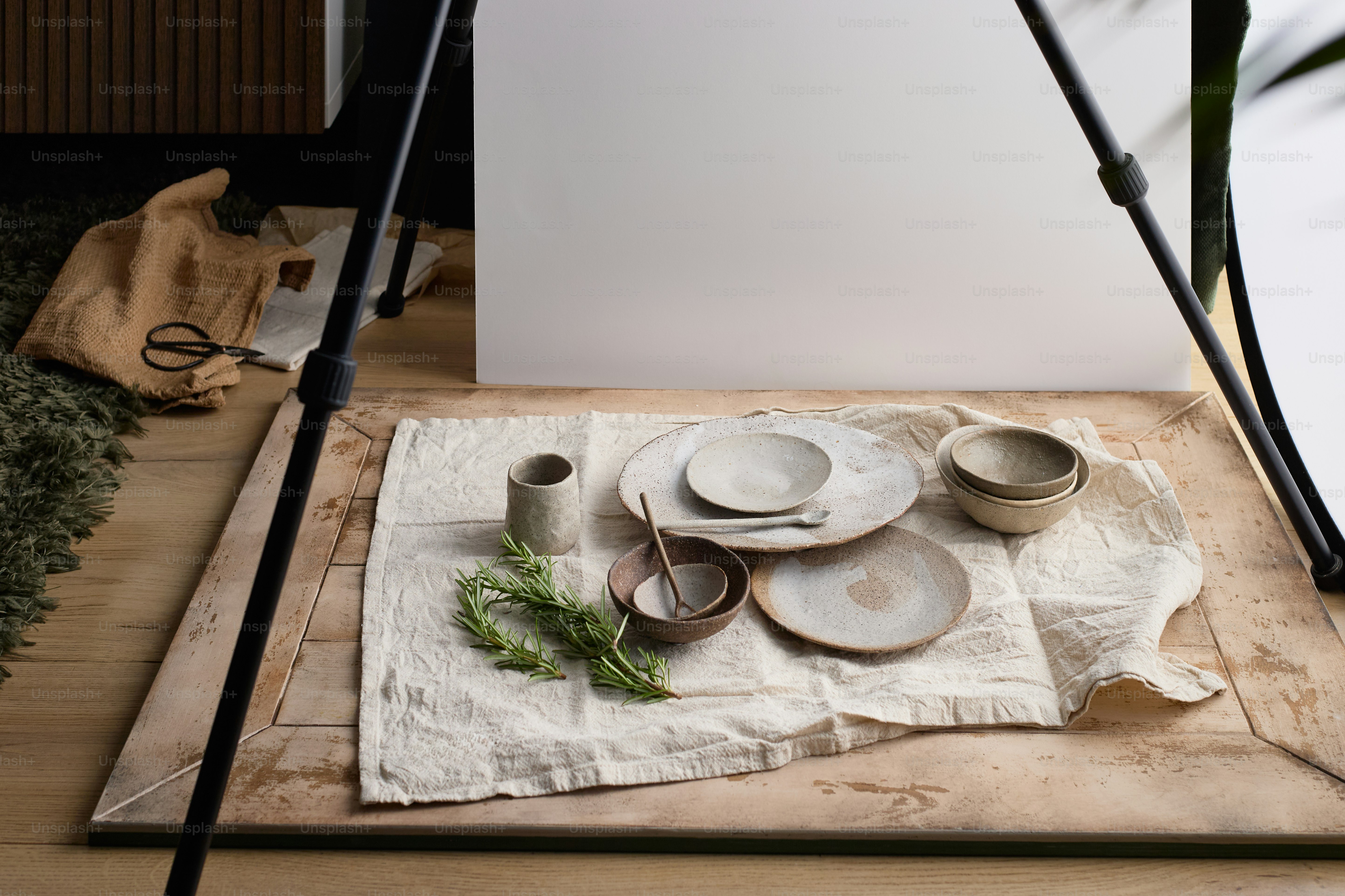 A food photoshoot in progress, with props.