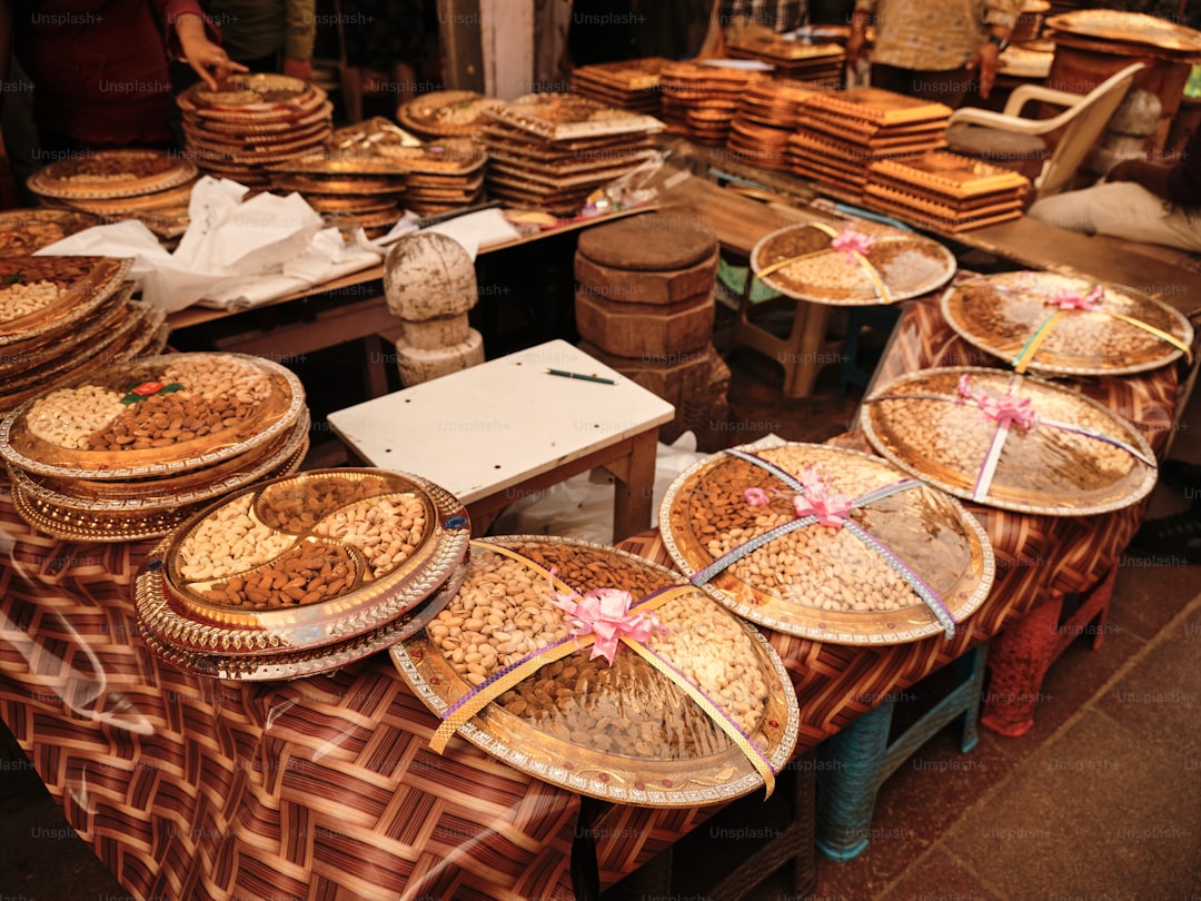 Delicious food items are displayed in a market.