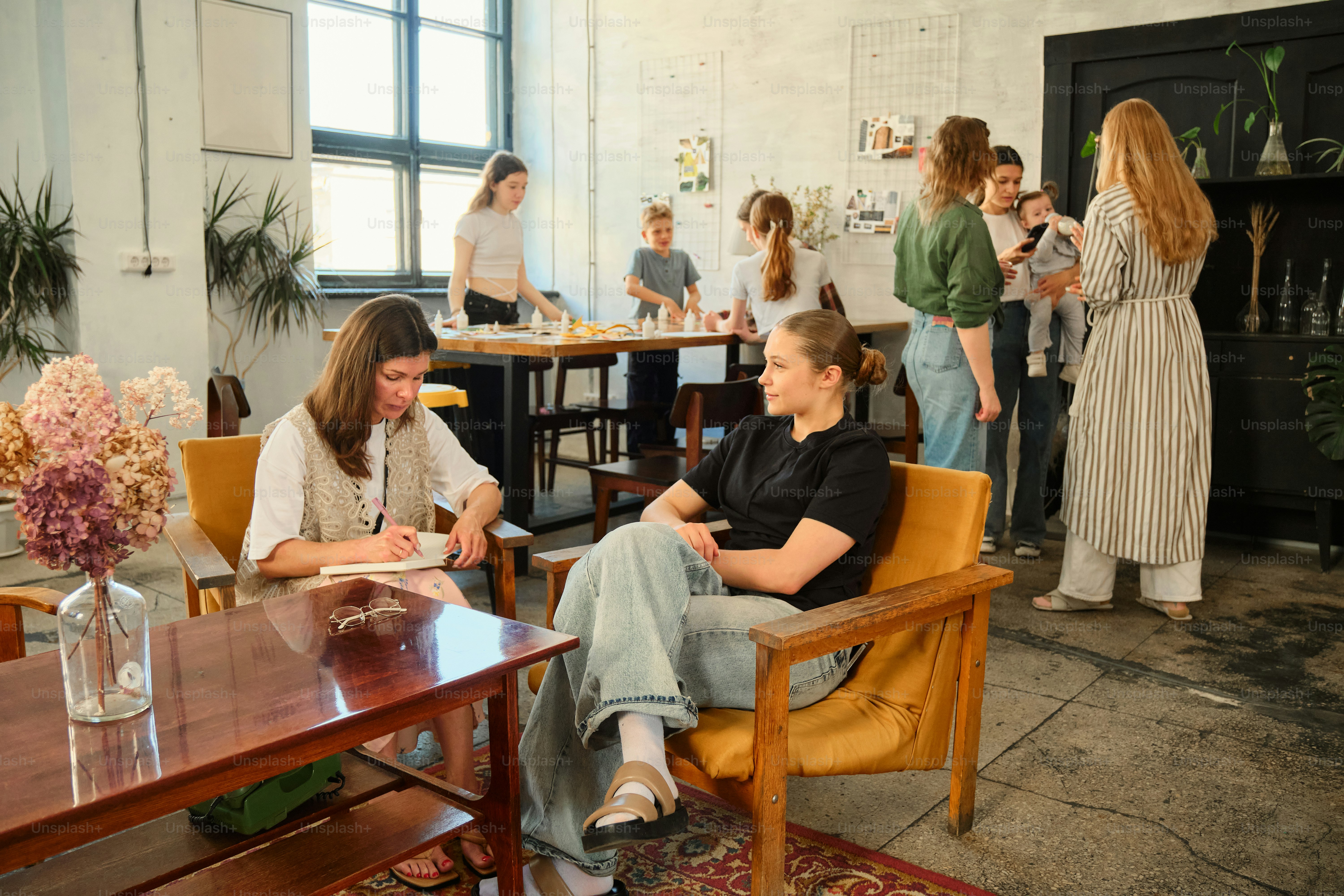 People are working in an art studio.