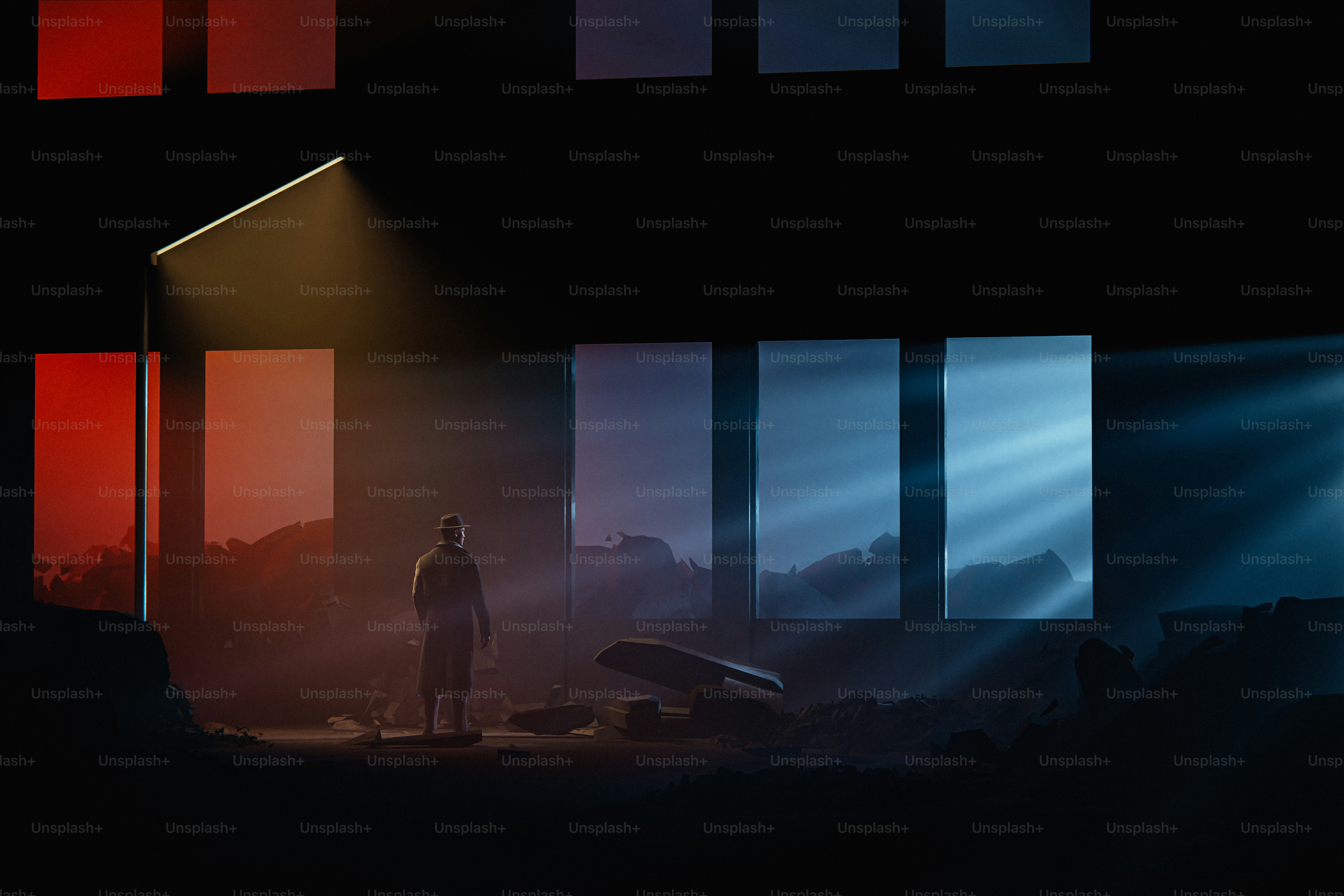 Una persona si trova davanti a finestre luminose.