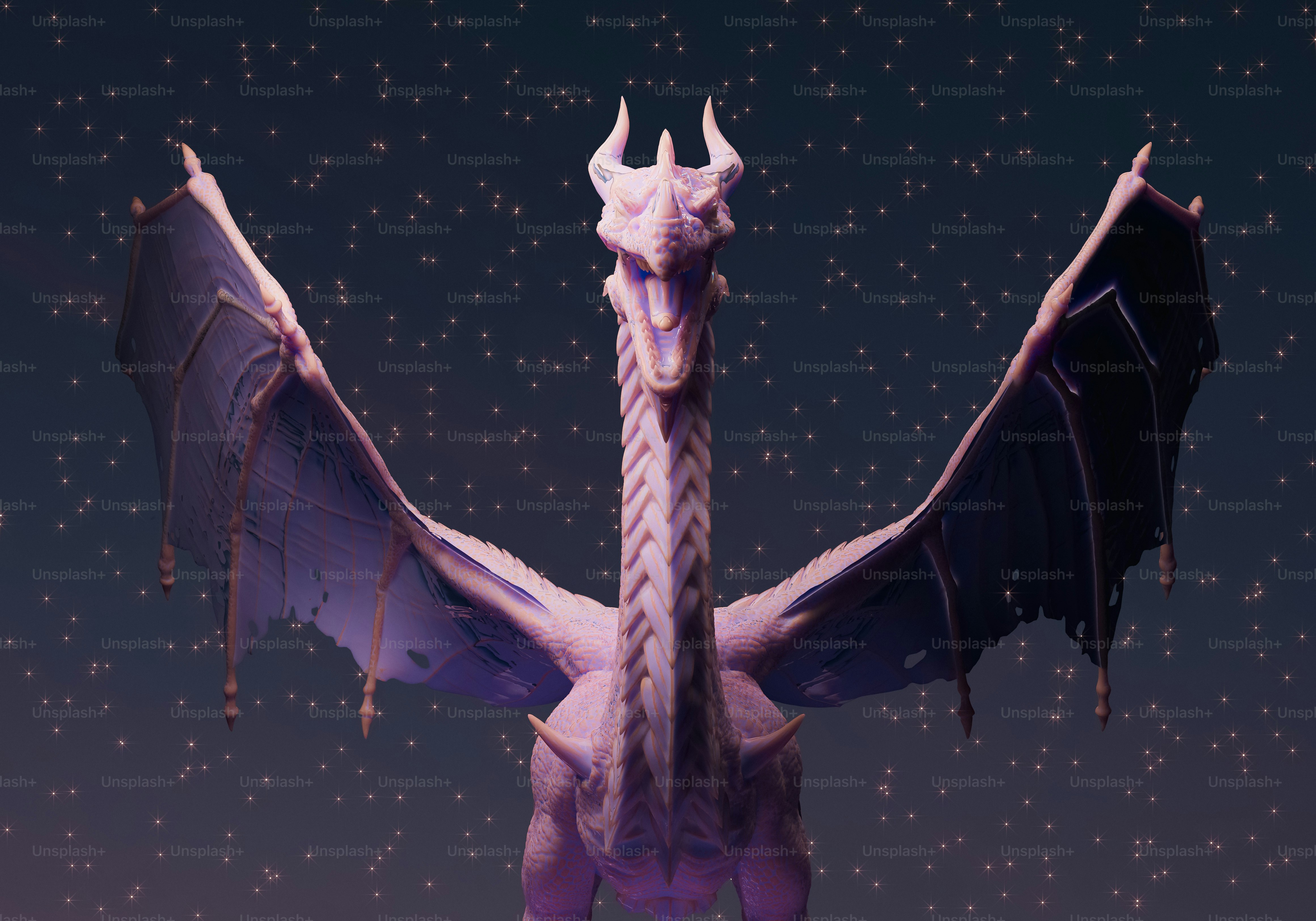 A majestic dragon spreads its wings.