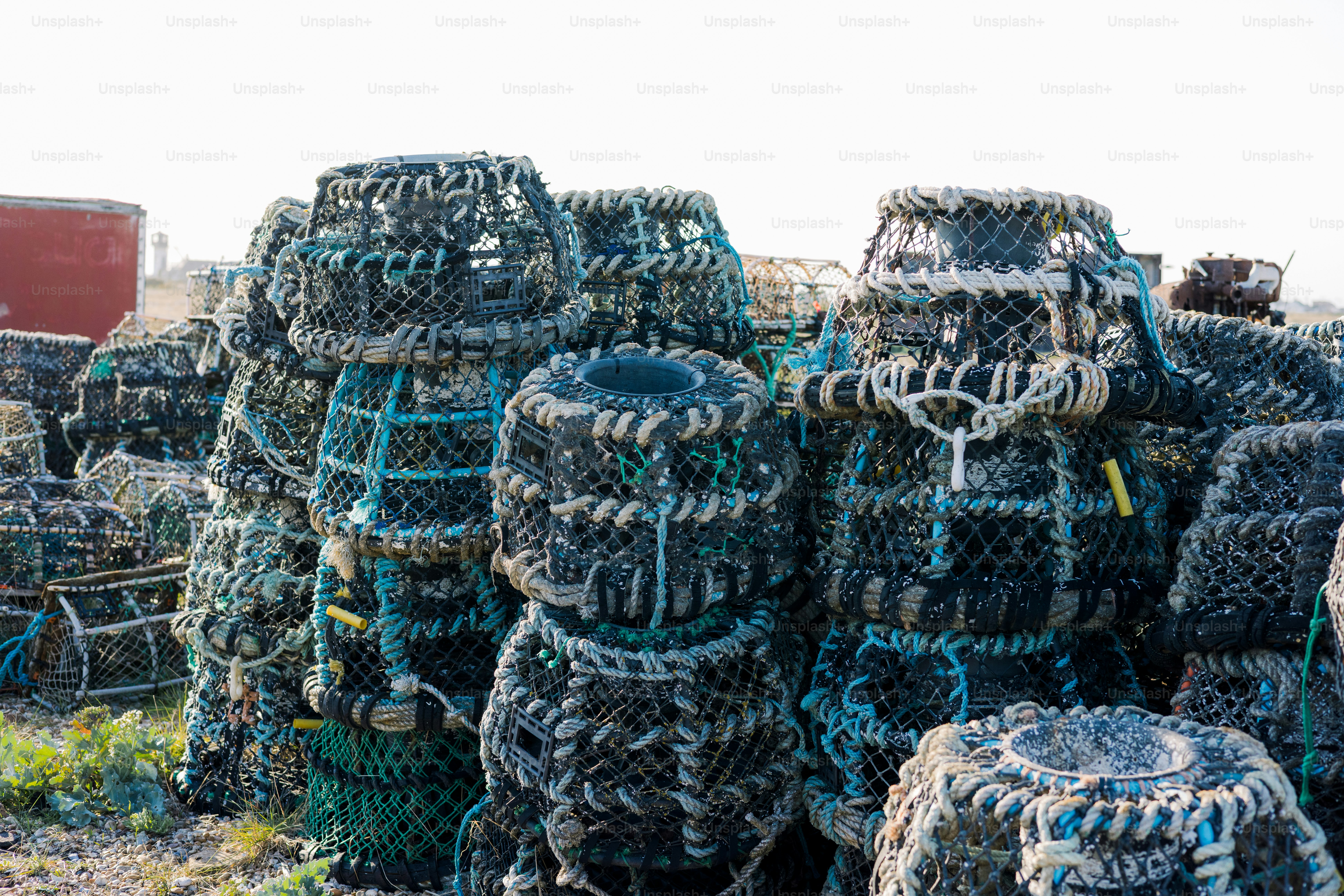 A stack of lobster traps.