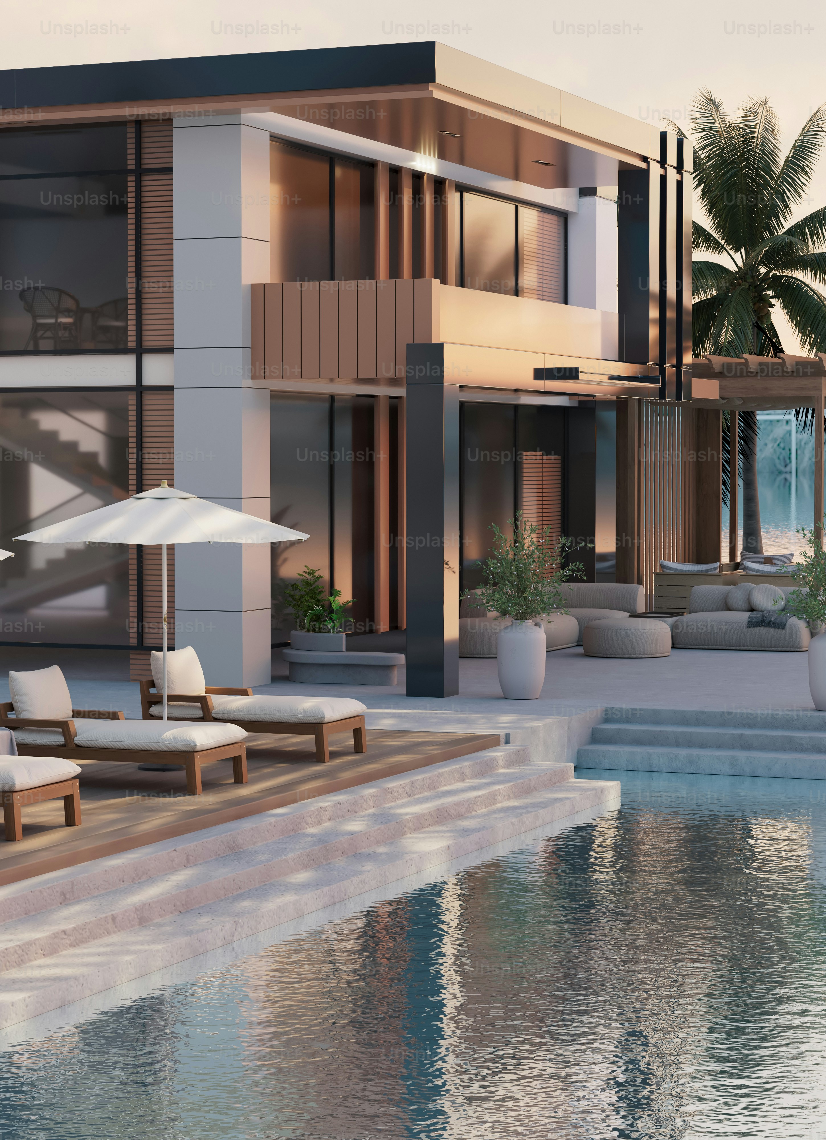 Luxury sustainable buildings integrated into a protected coastal environment