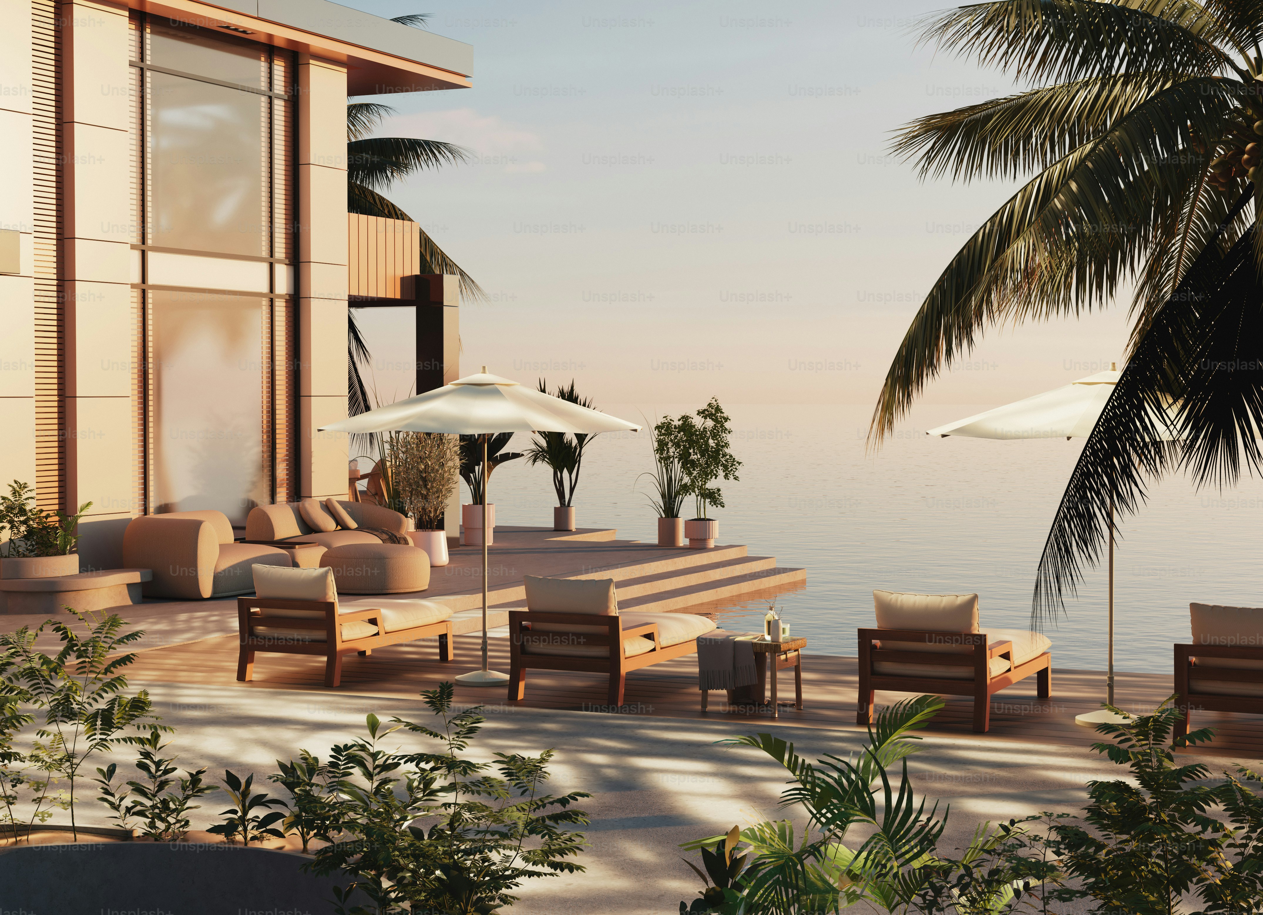 Luxurious seaside home with an ocean view.