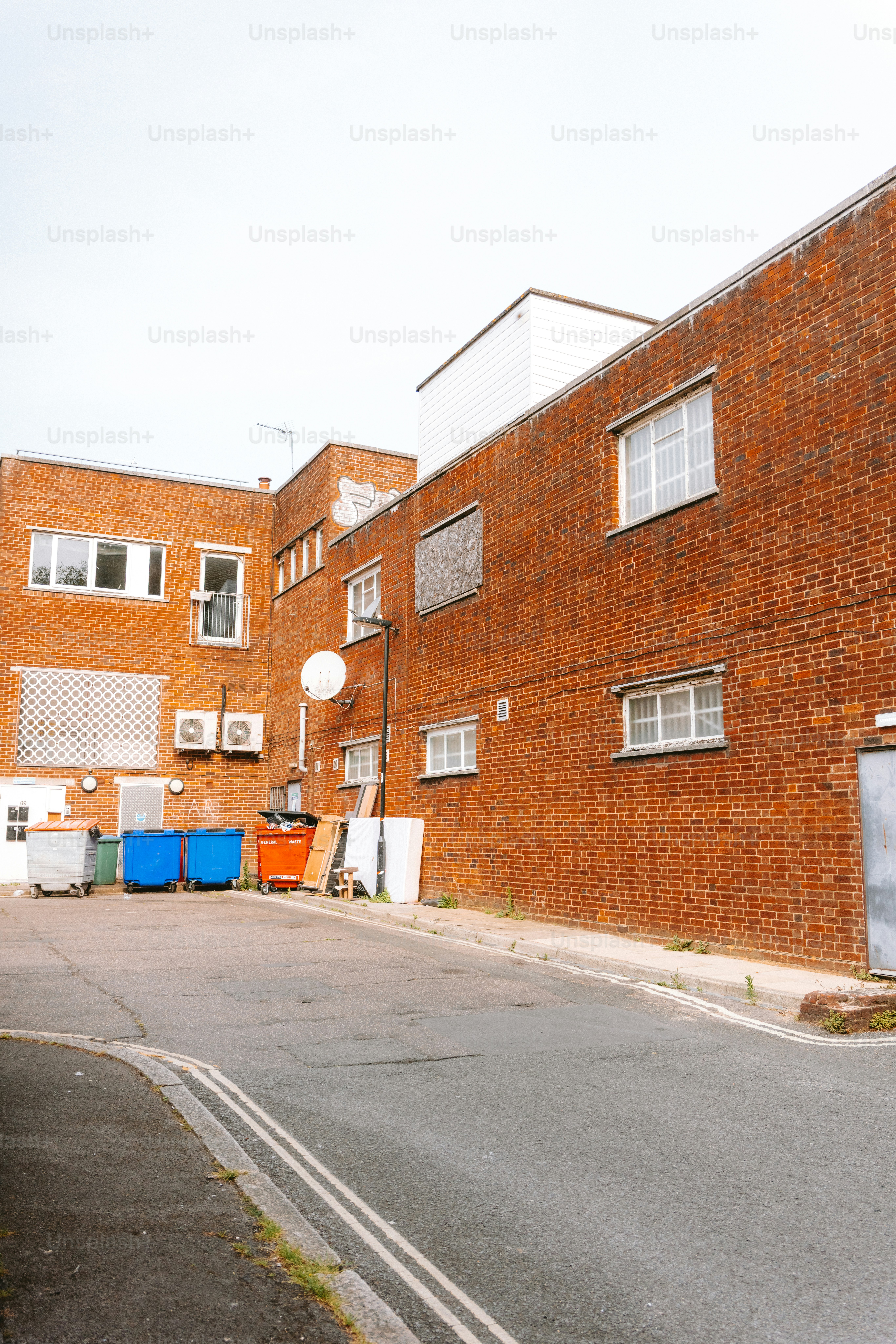 Buildings with an empty road.