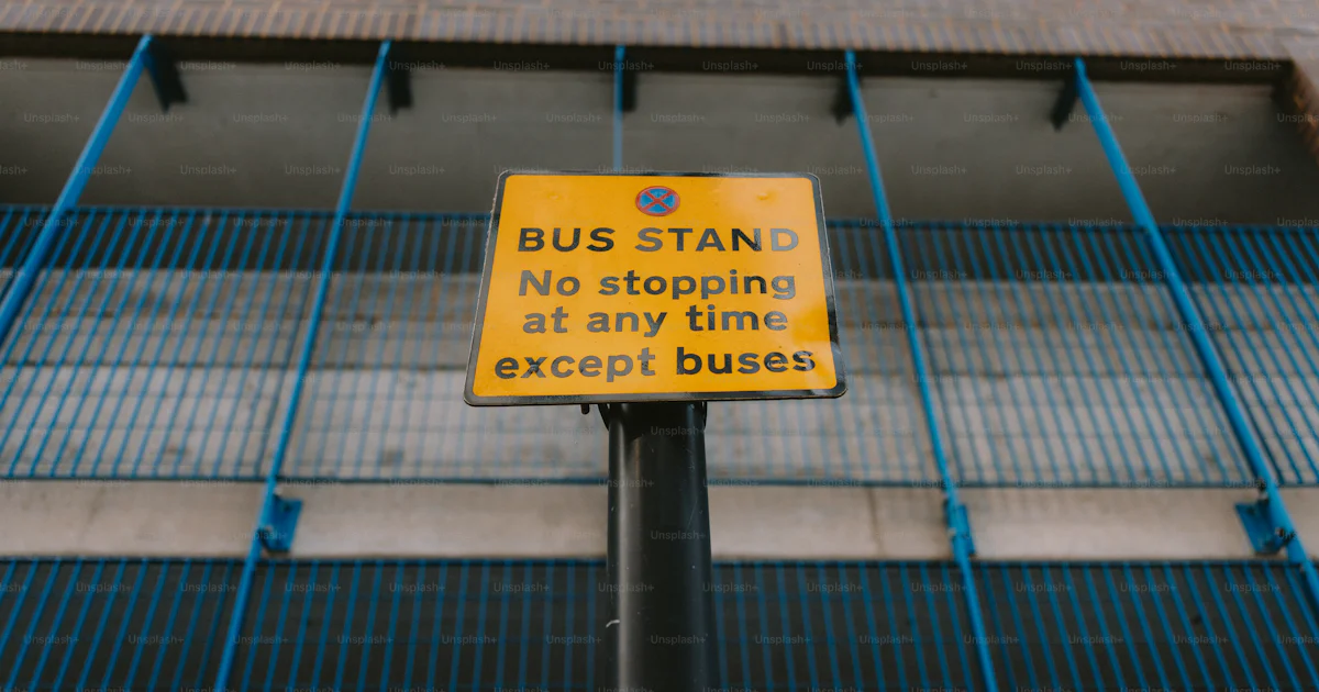 Standee Sign Bus A bus stand sign with instructions about stopping. photo – Outdoors ...