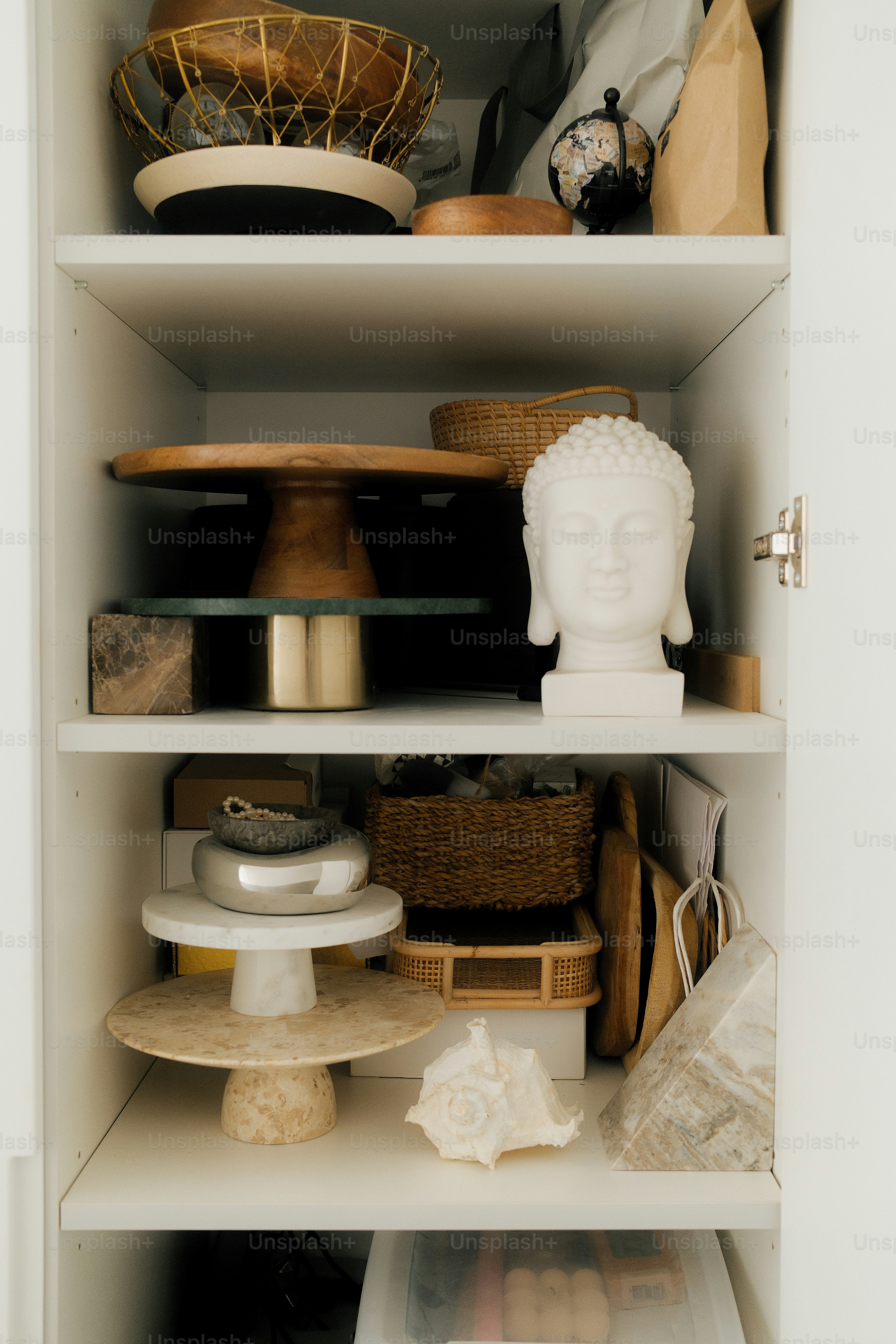 A closet filled with decorations and household items.