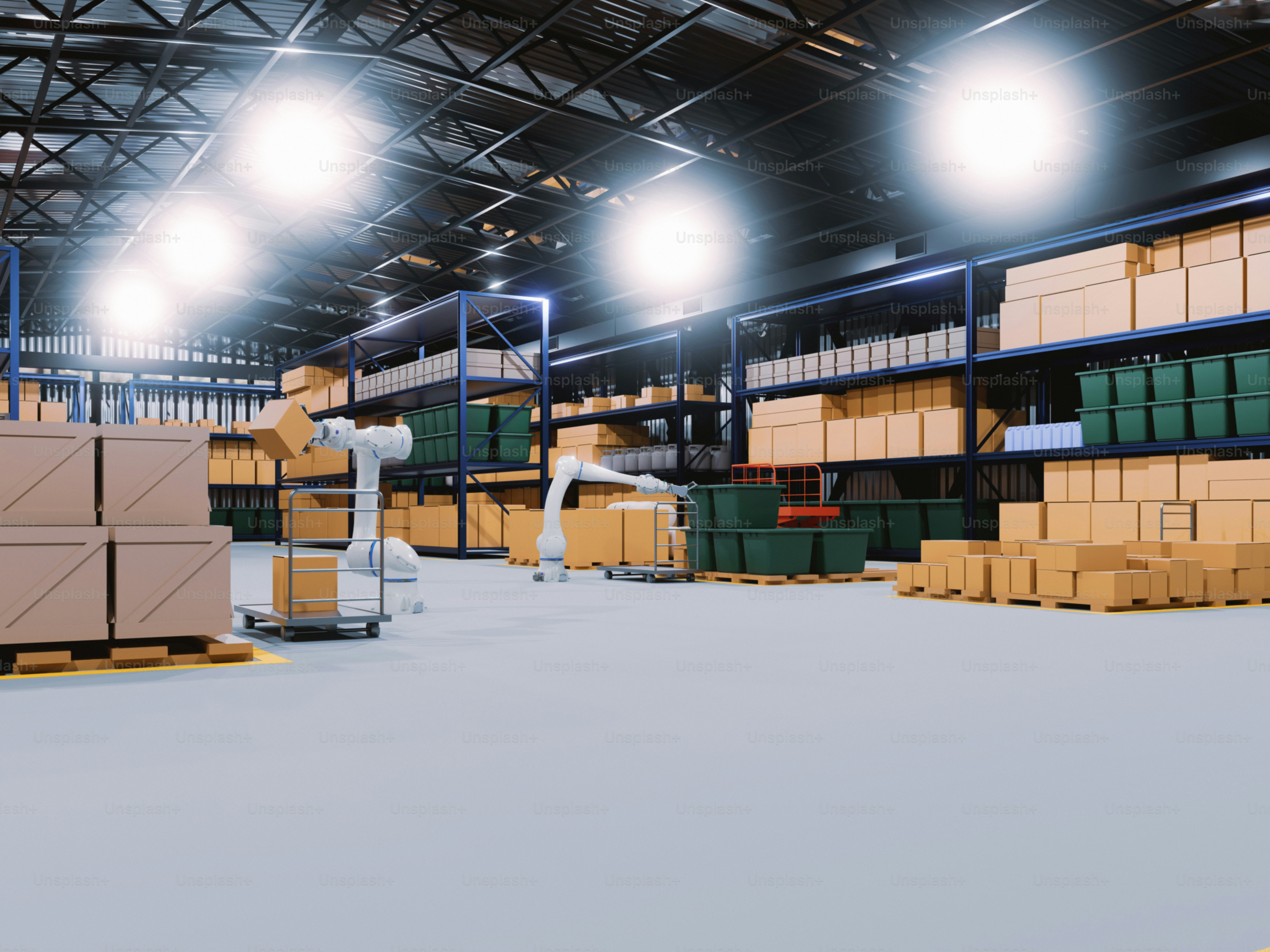 Warehouse staff reviewing AI security alerts on remote monitoring systems dashboard