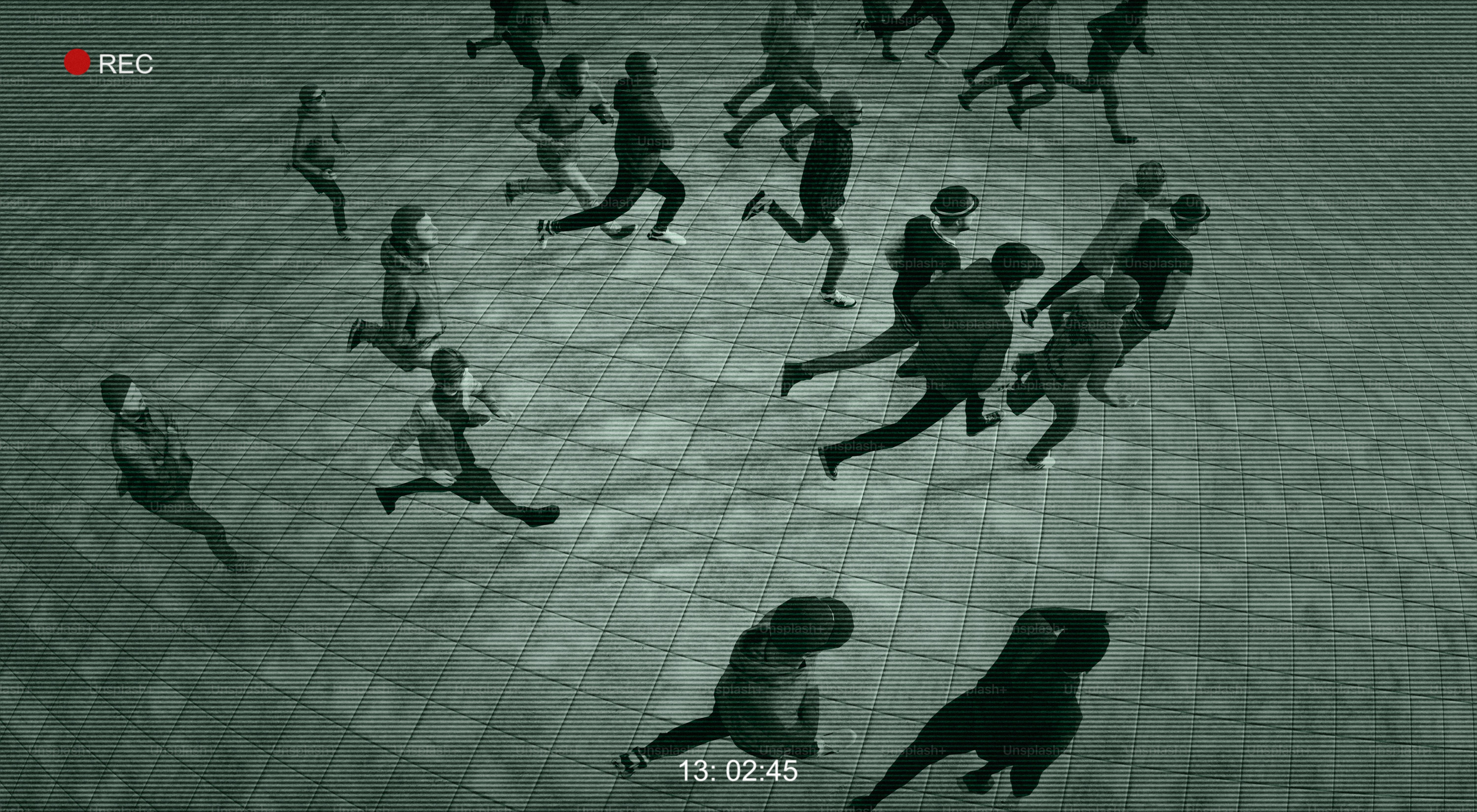People are running in a circle under surveillance.