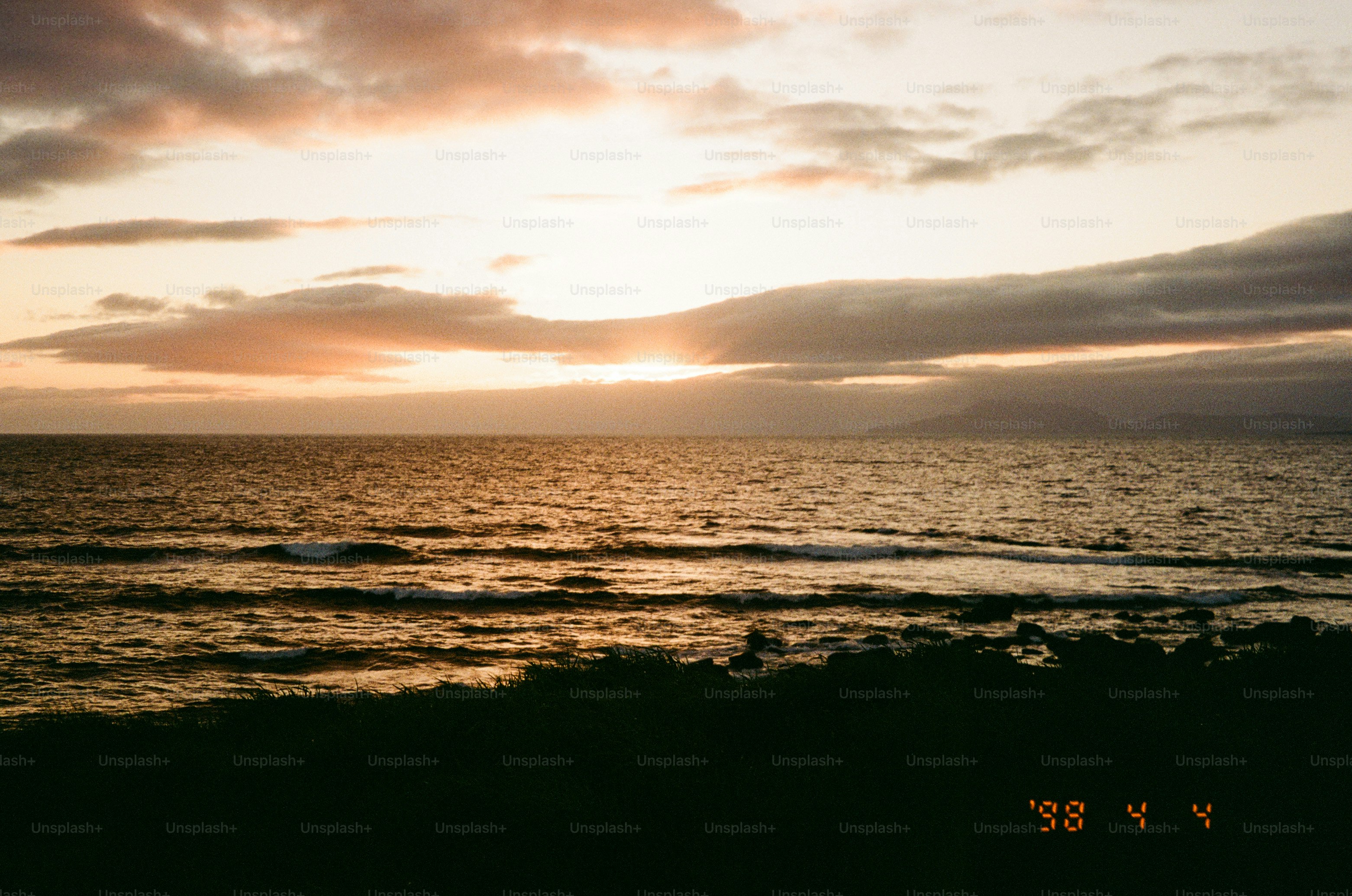 Sunset over the ocean with beautiful light.