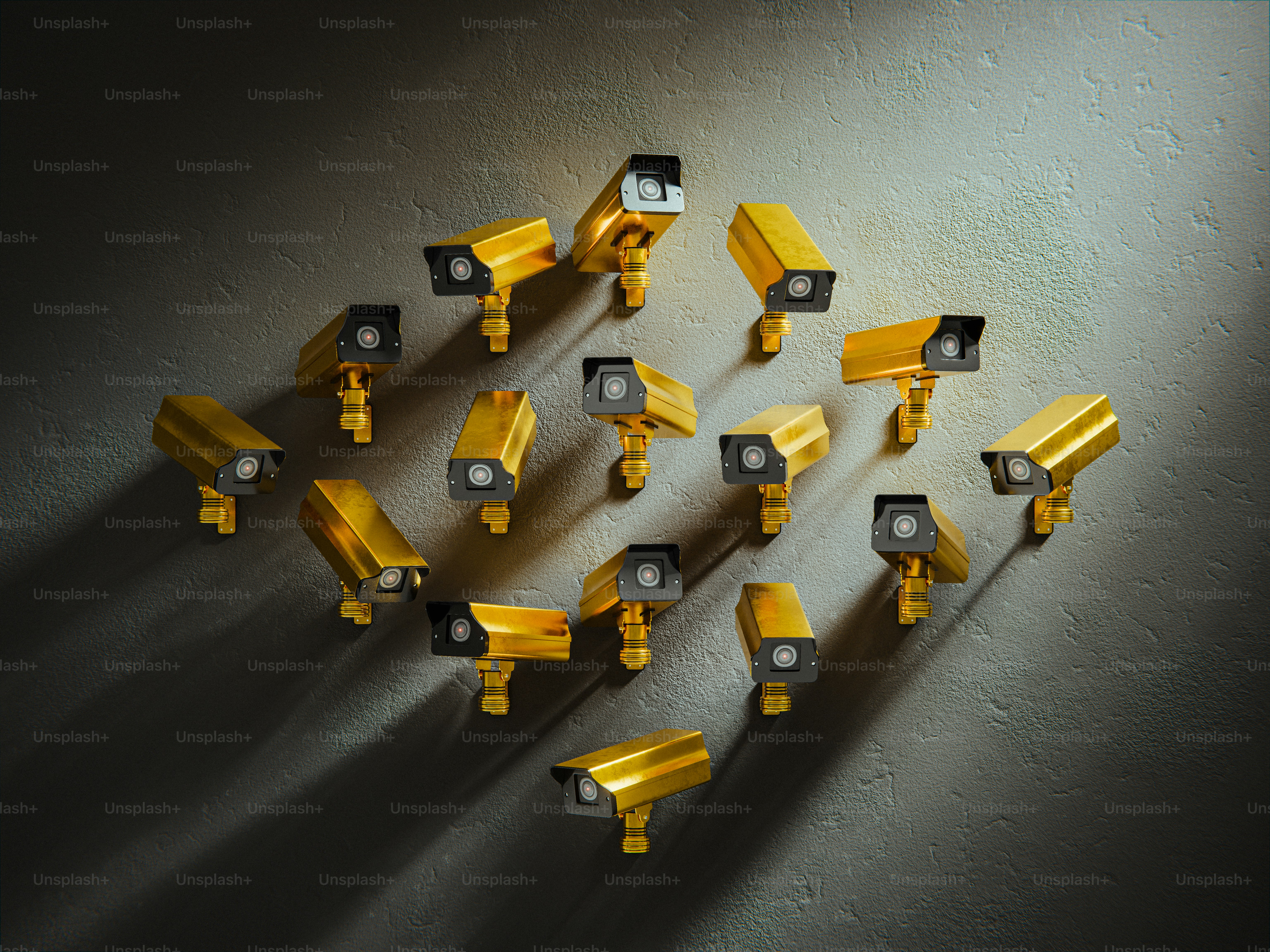 Viele Überwachungskameras schauen zu.