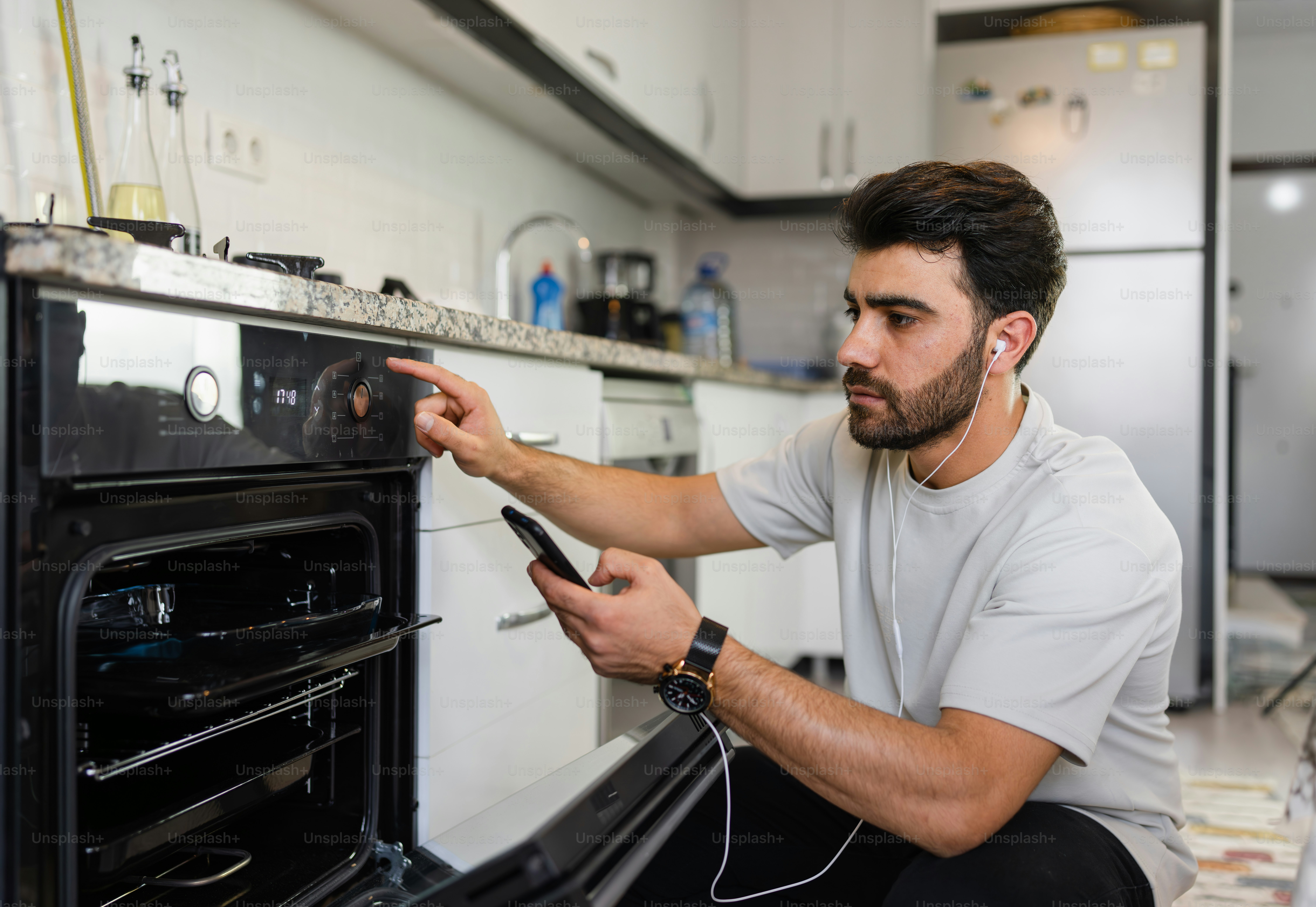 Connected kitchen devices integrated into a modern luxury kitchen layout