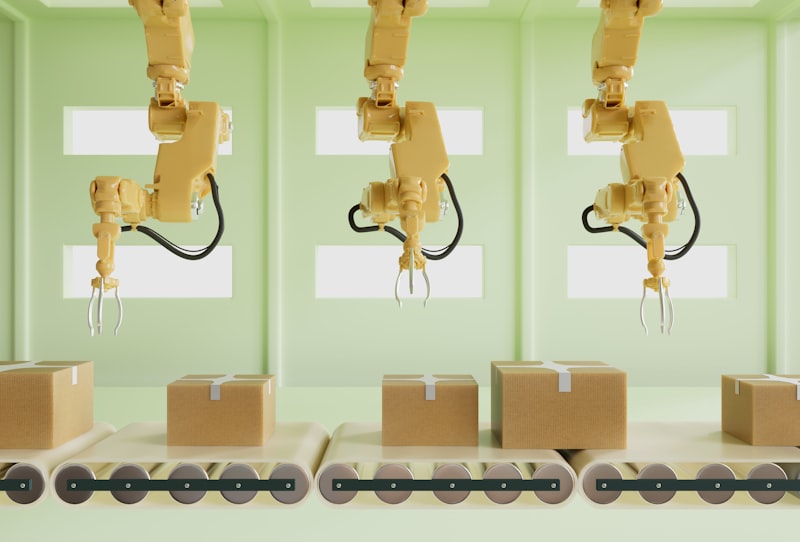 semiconductor chip, robotic arm, factory automation, AI robot, manufacturing facility