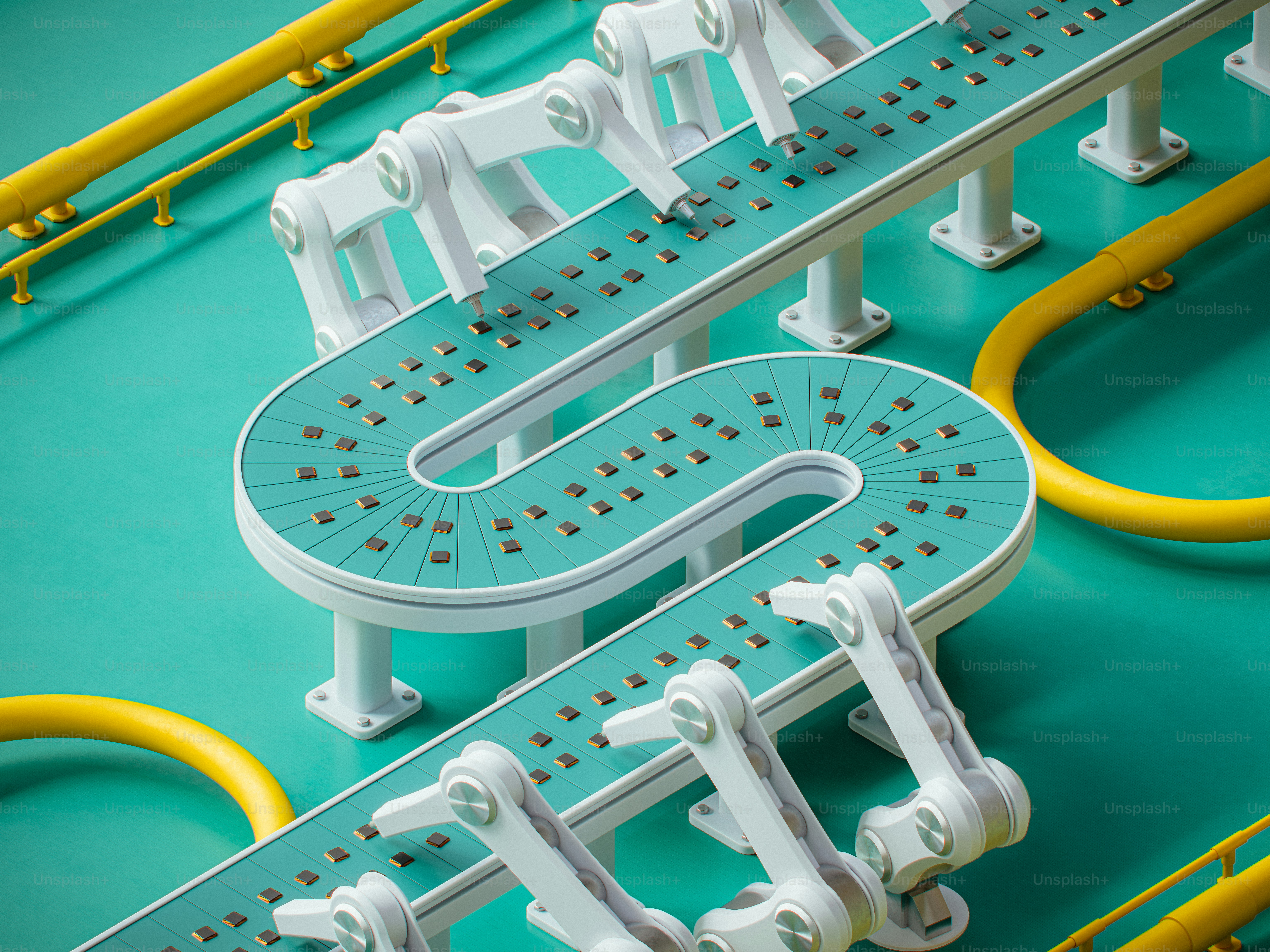 Robotic arms on a manufacturing line echoing industrial humanoid deployment targets