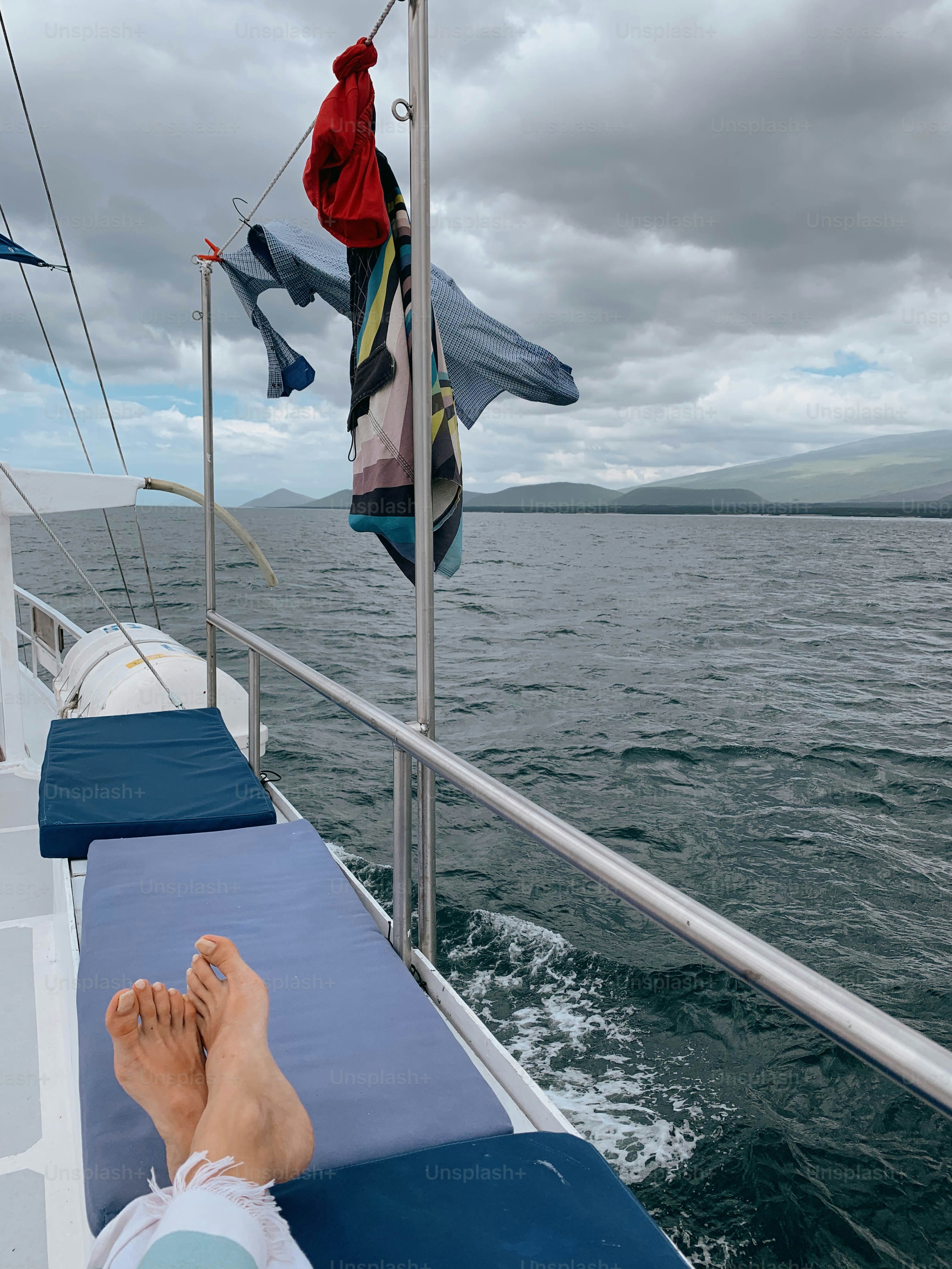 Relaxing on a boat, enjoying the ocean view.