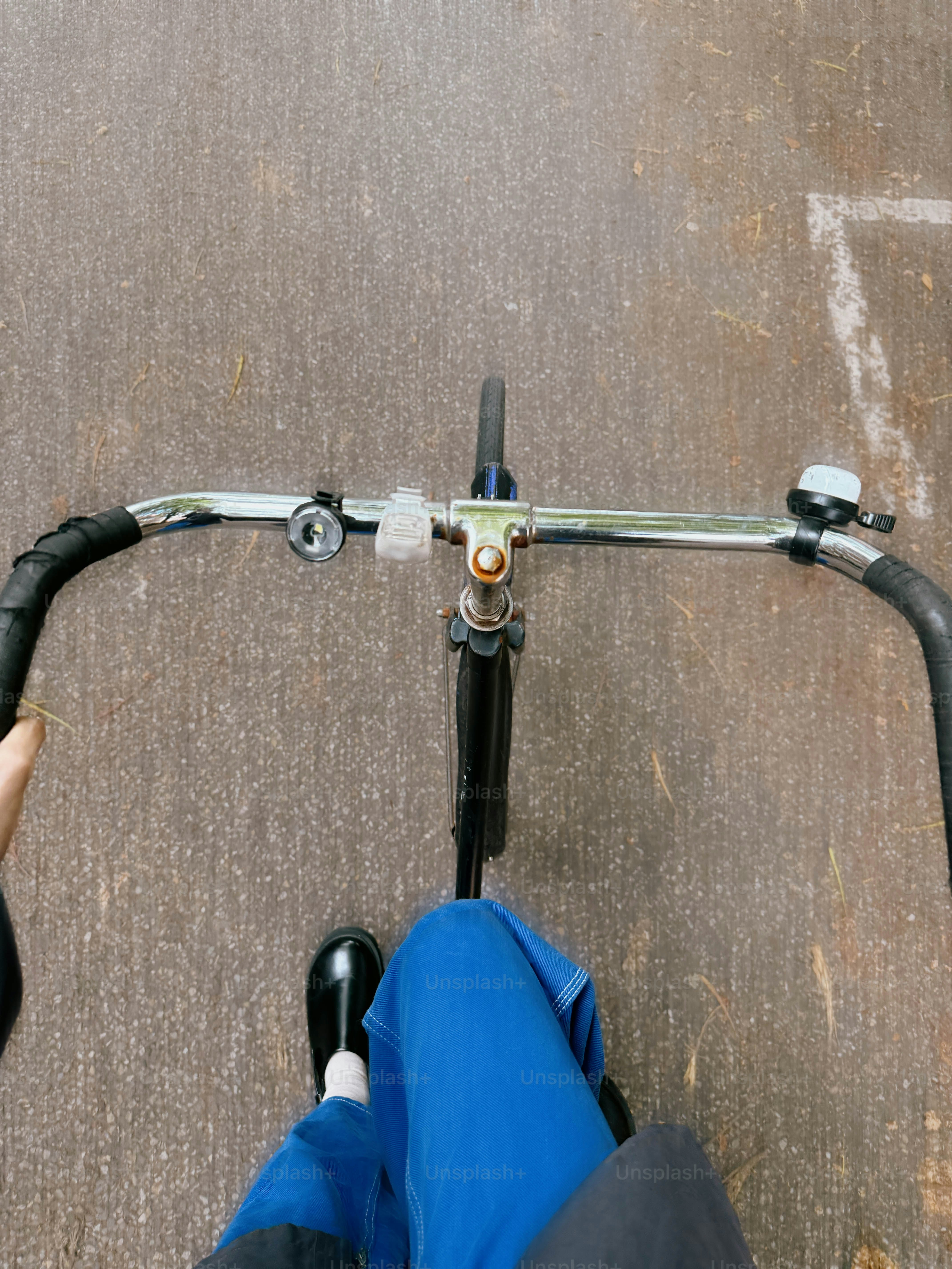 Rider's pov: riding a bicycle.