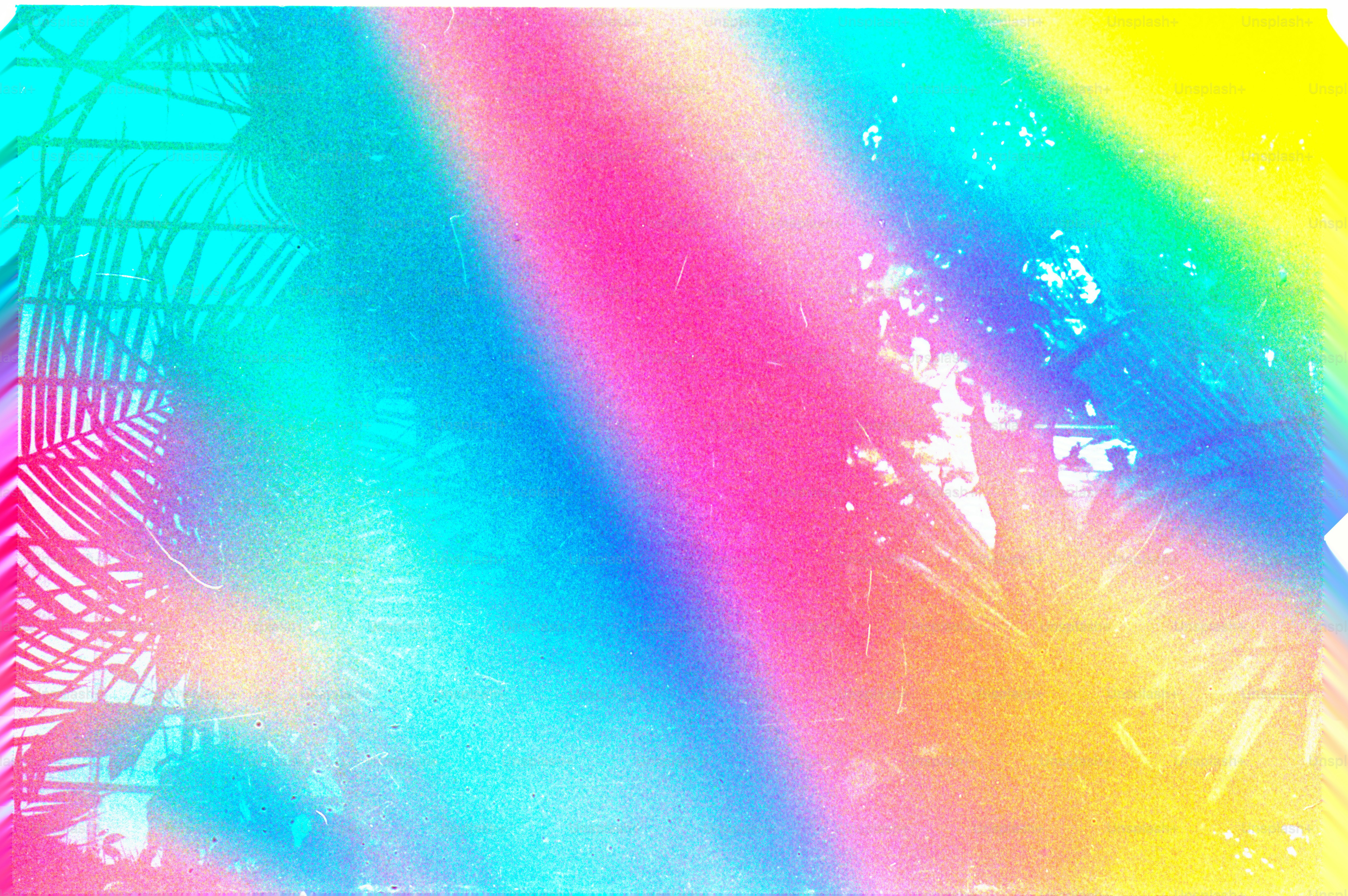 Bright rainbow colors streak across the image.