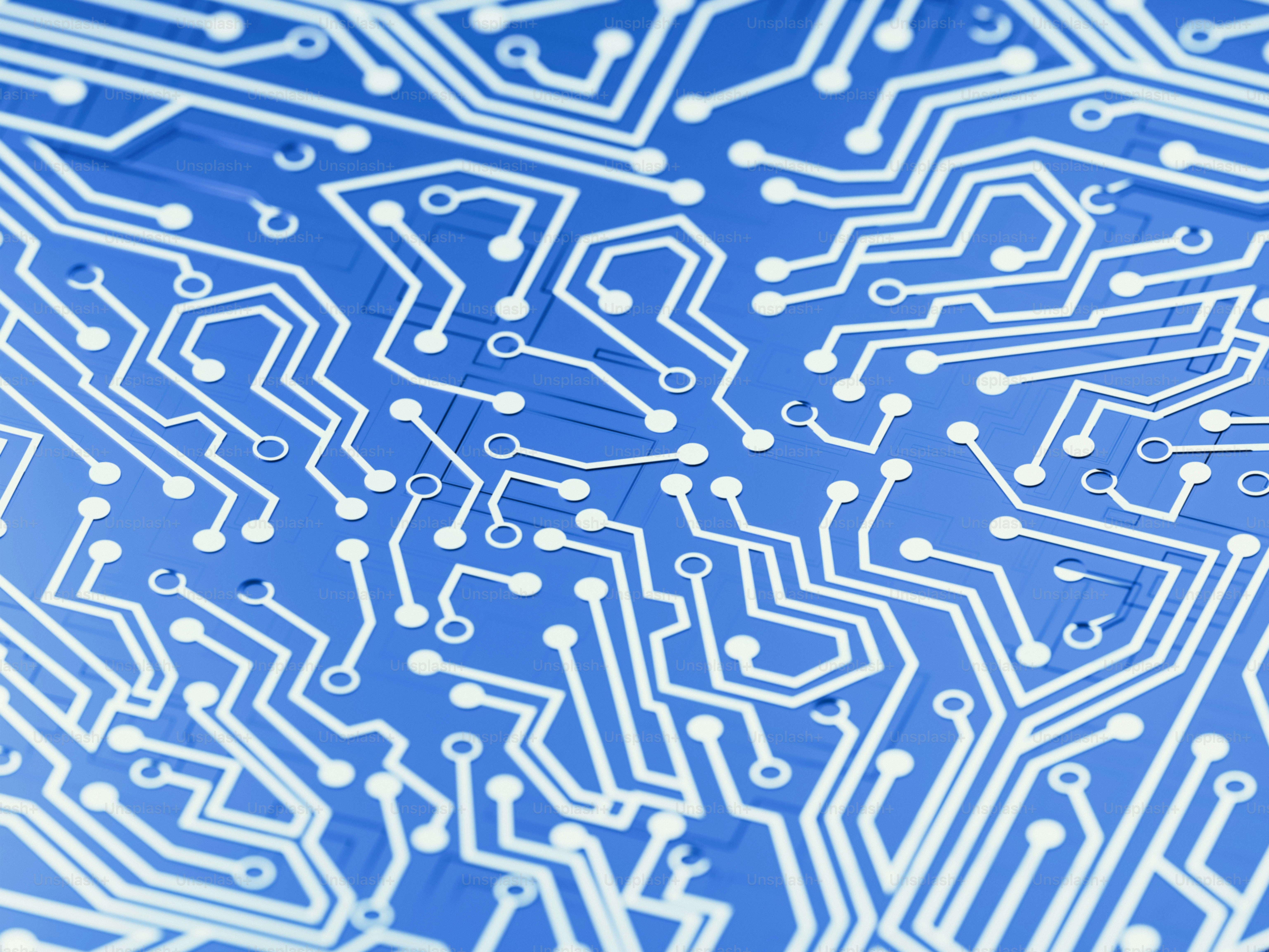 Circuit board close-up showcasing complex electronic pathways.