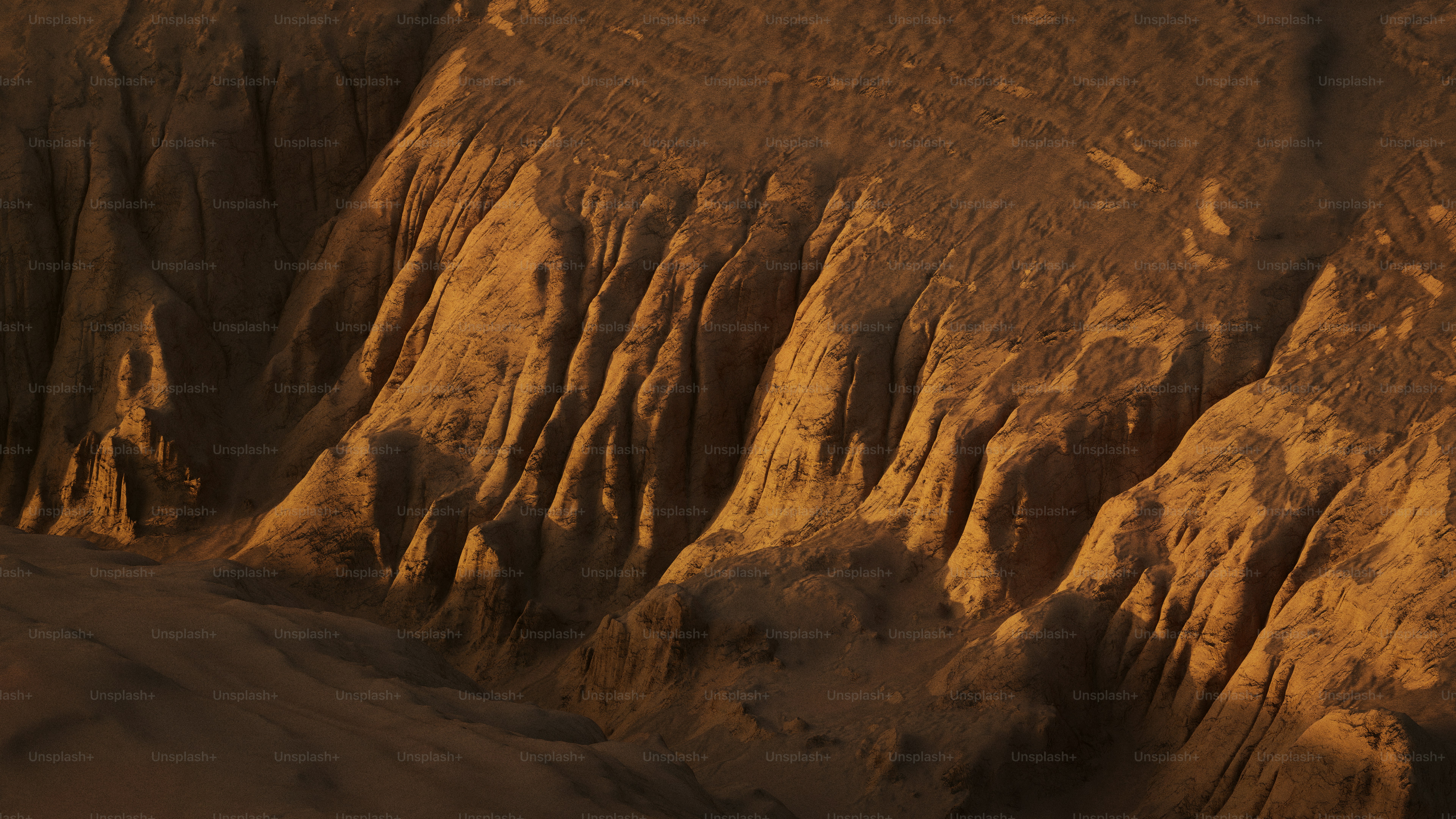 Eroded canyon walls bask in sunlight.