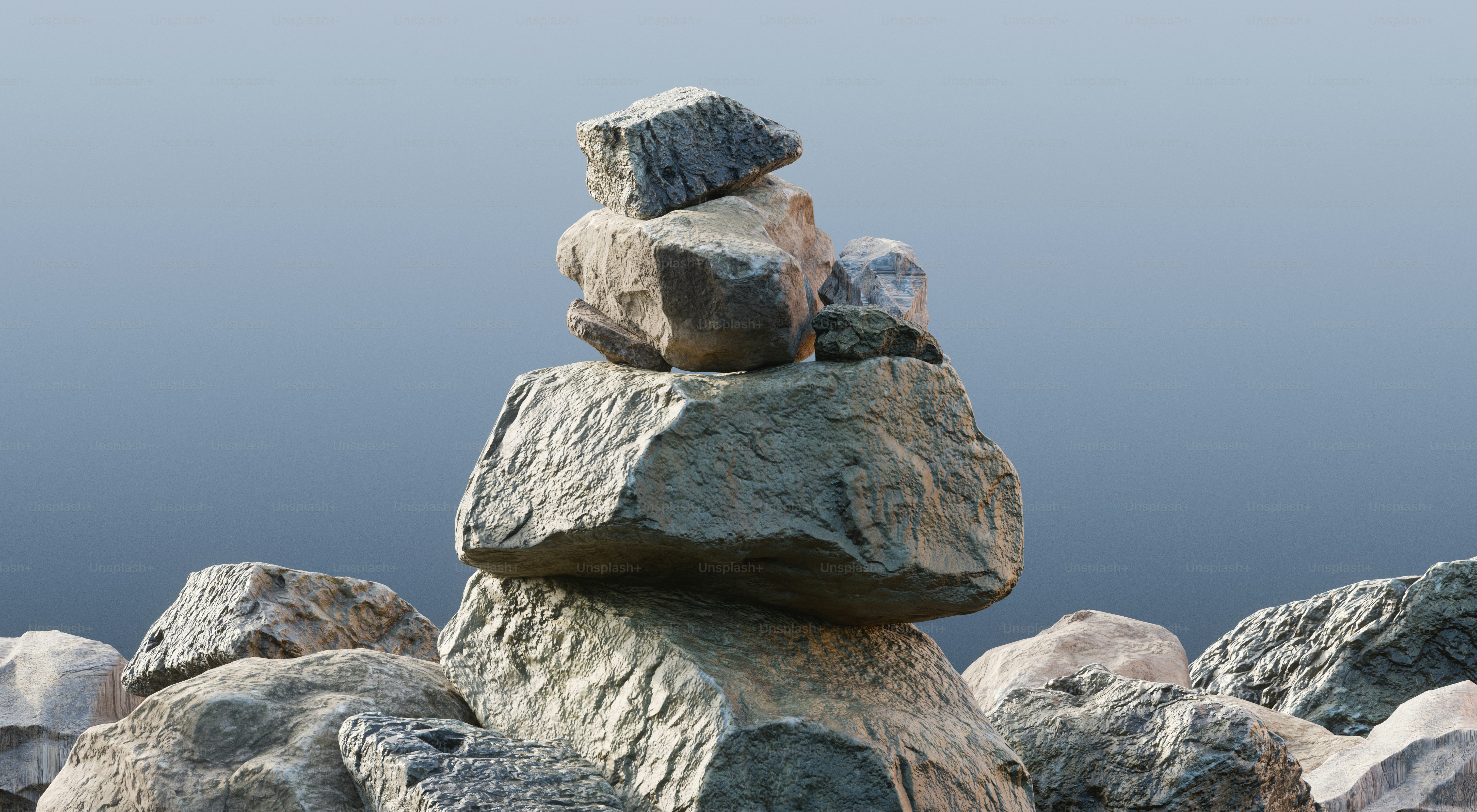 Rocks are stacked on top of each other.