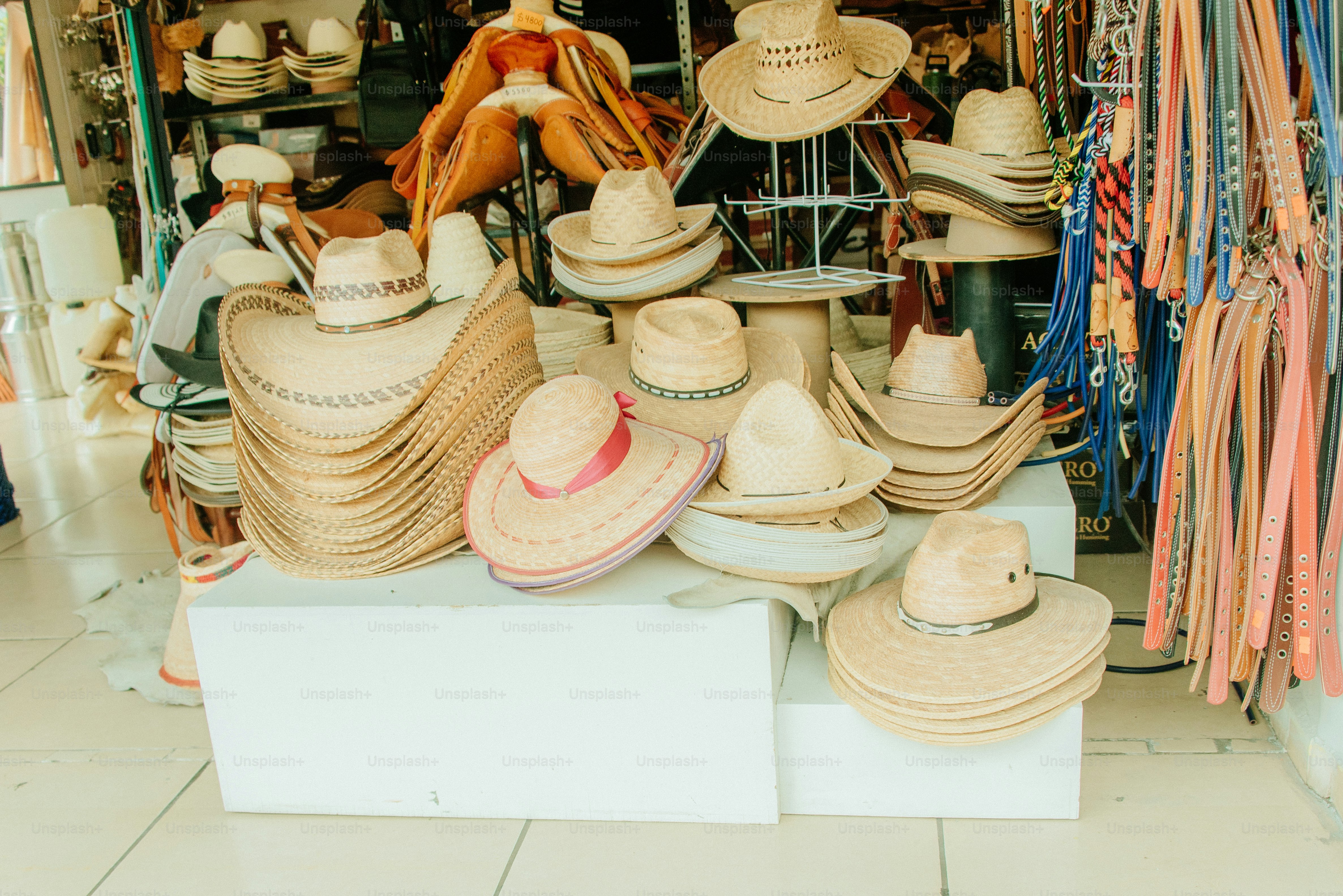 A display of hats for sale.