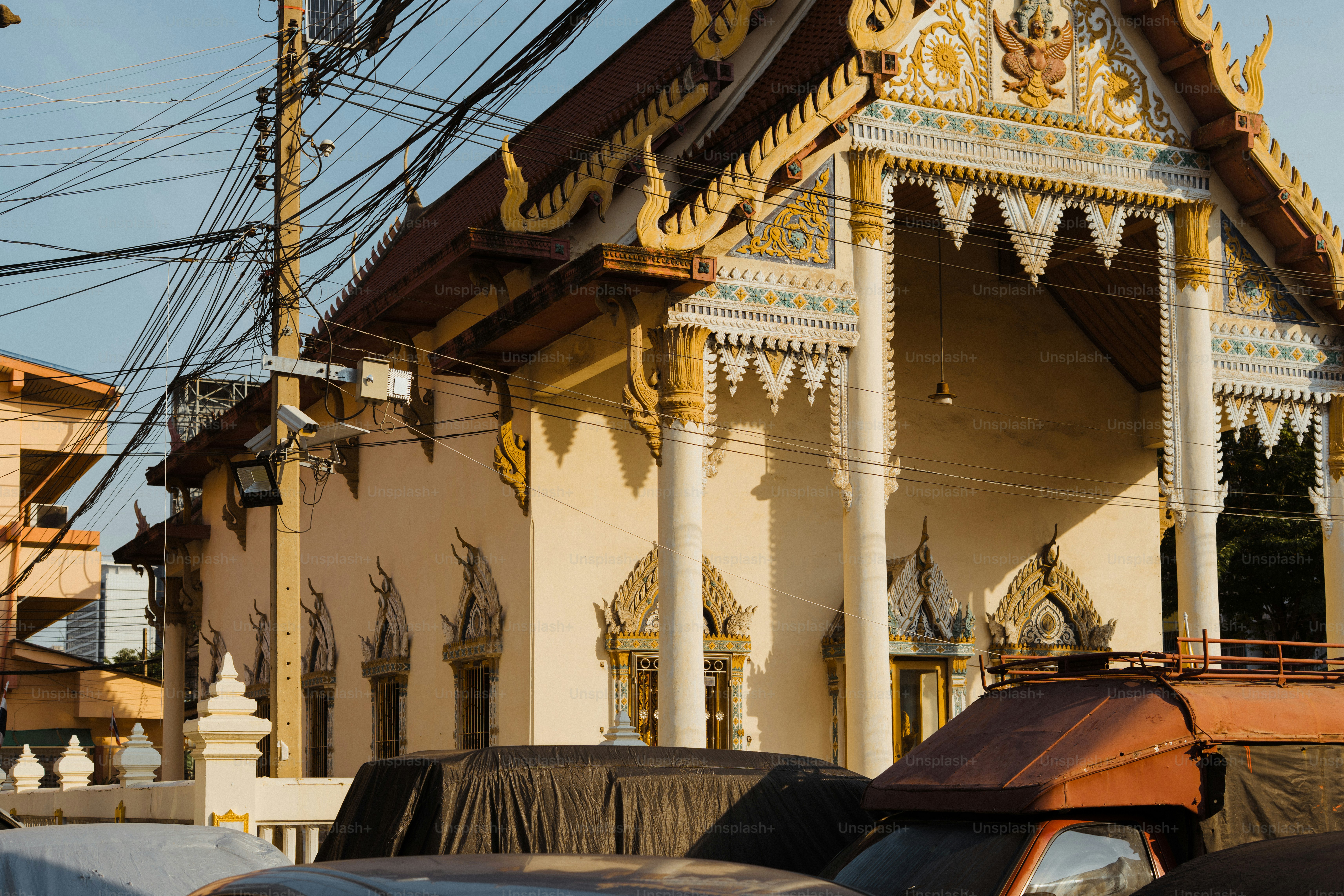 A beautiful temple is seen in the daytime.