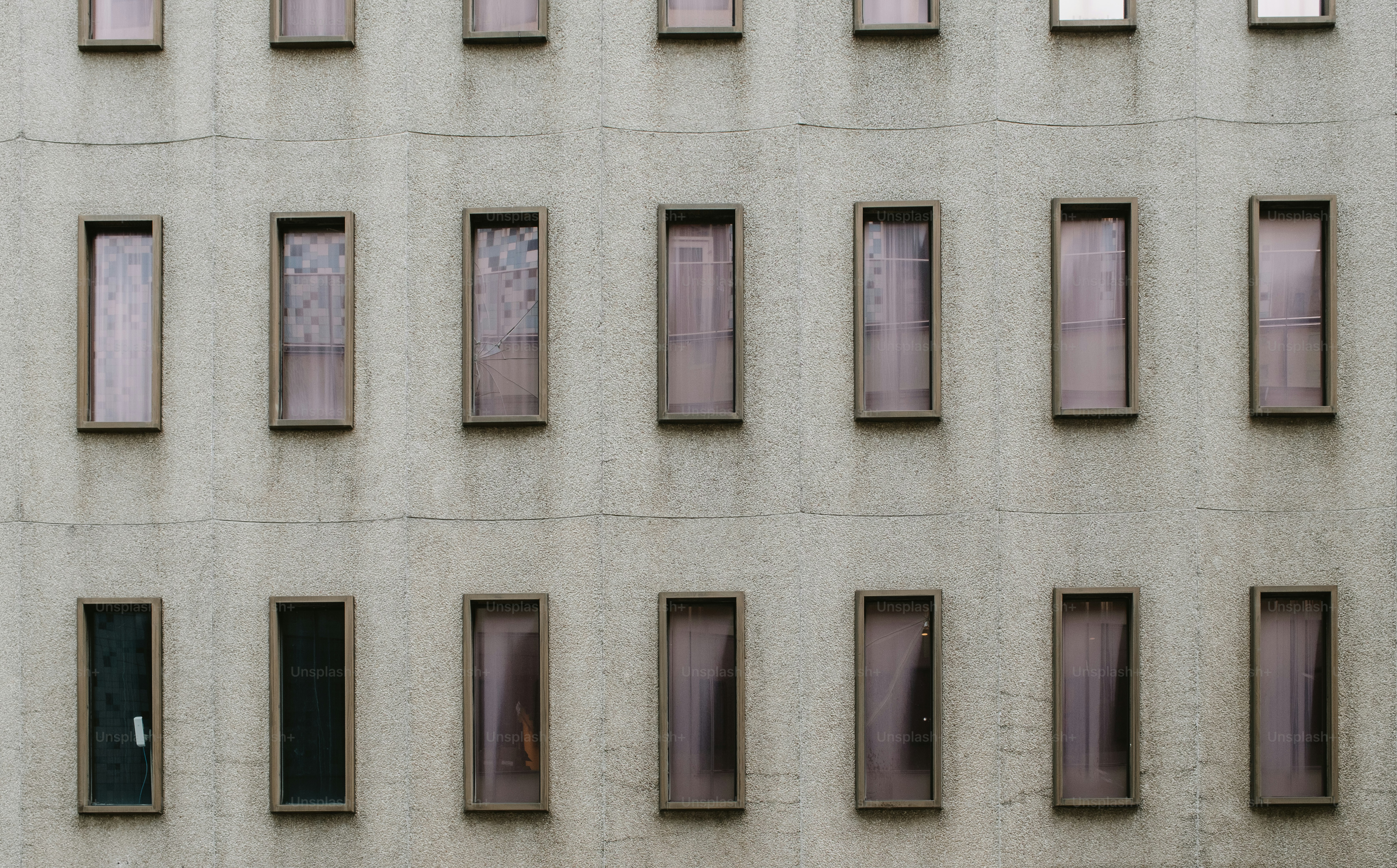 An apartment building's grid of windows.