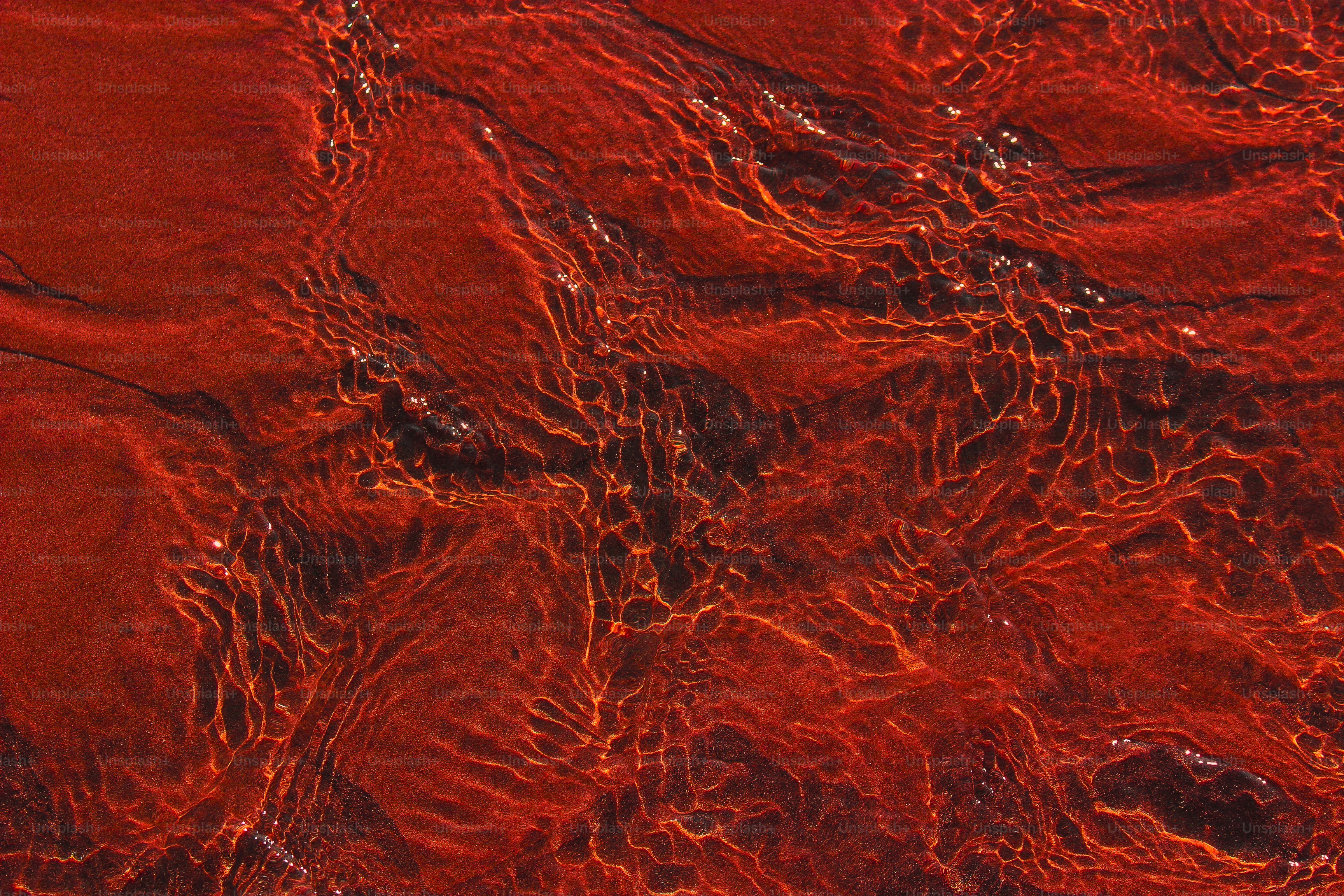 Red water ripples with intricate patterns.