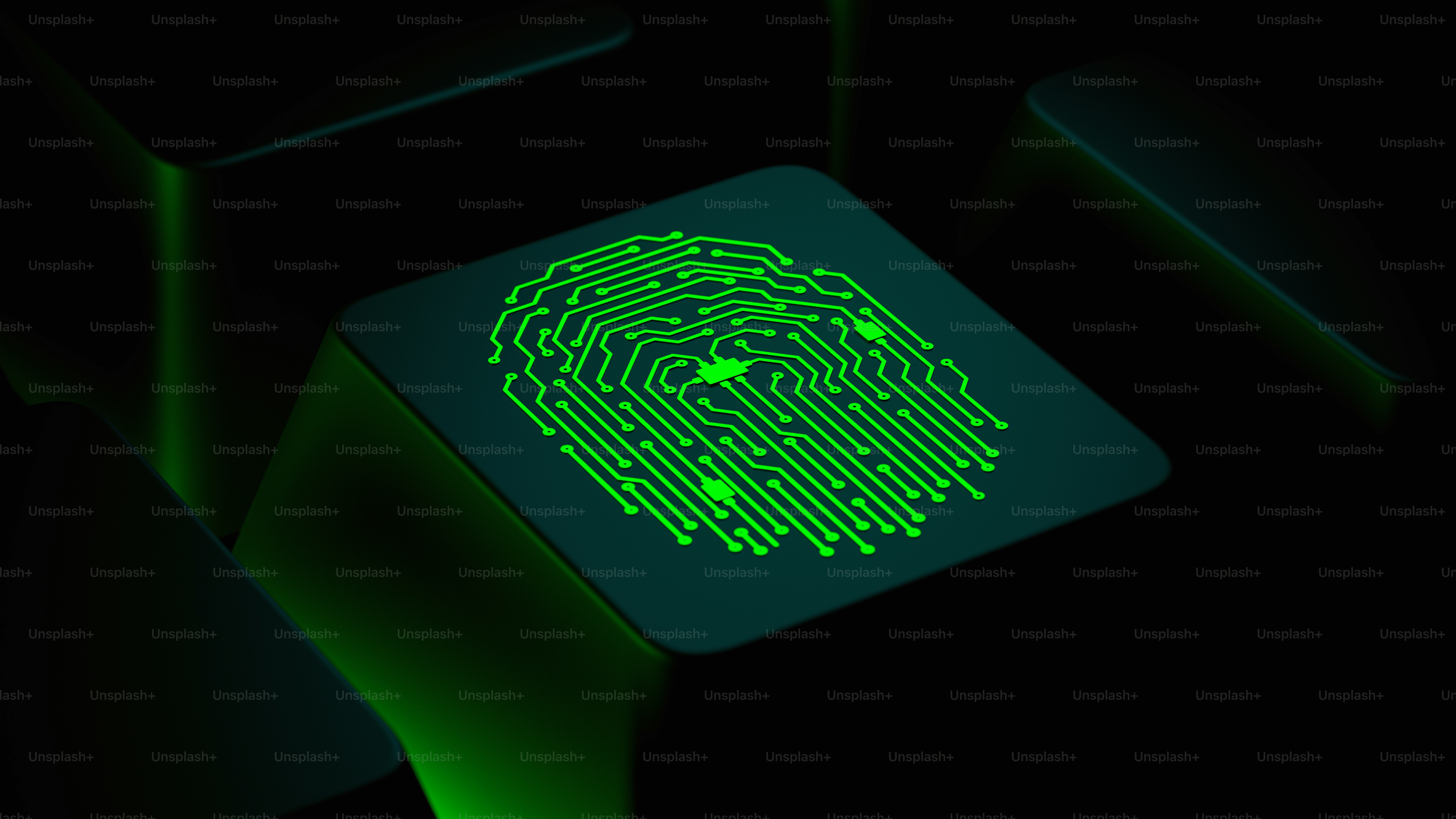 Fingerprint on a keyboard key indicates biometric security.