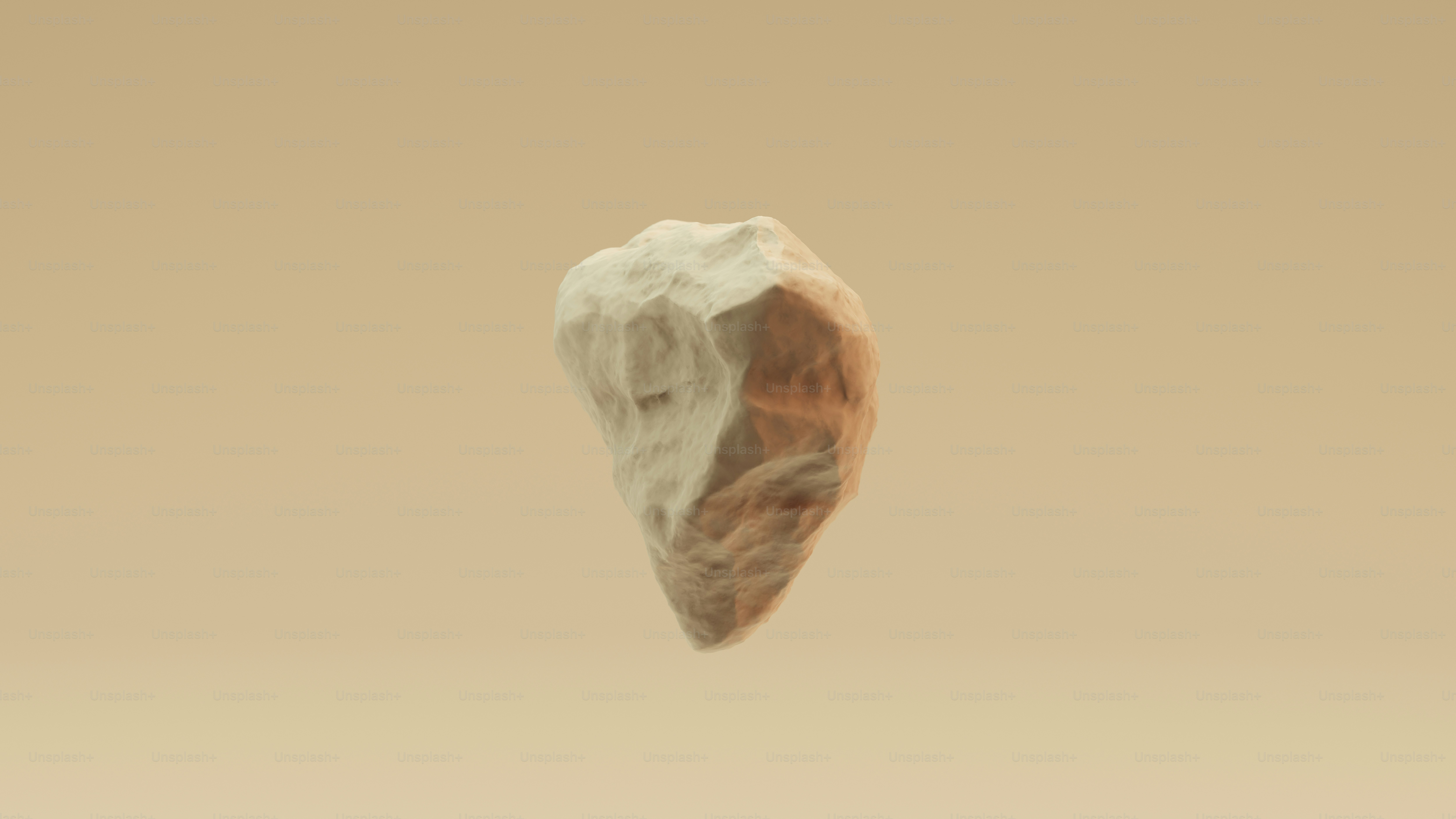 A small, irregularly shaped stone floats mid-air.