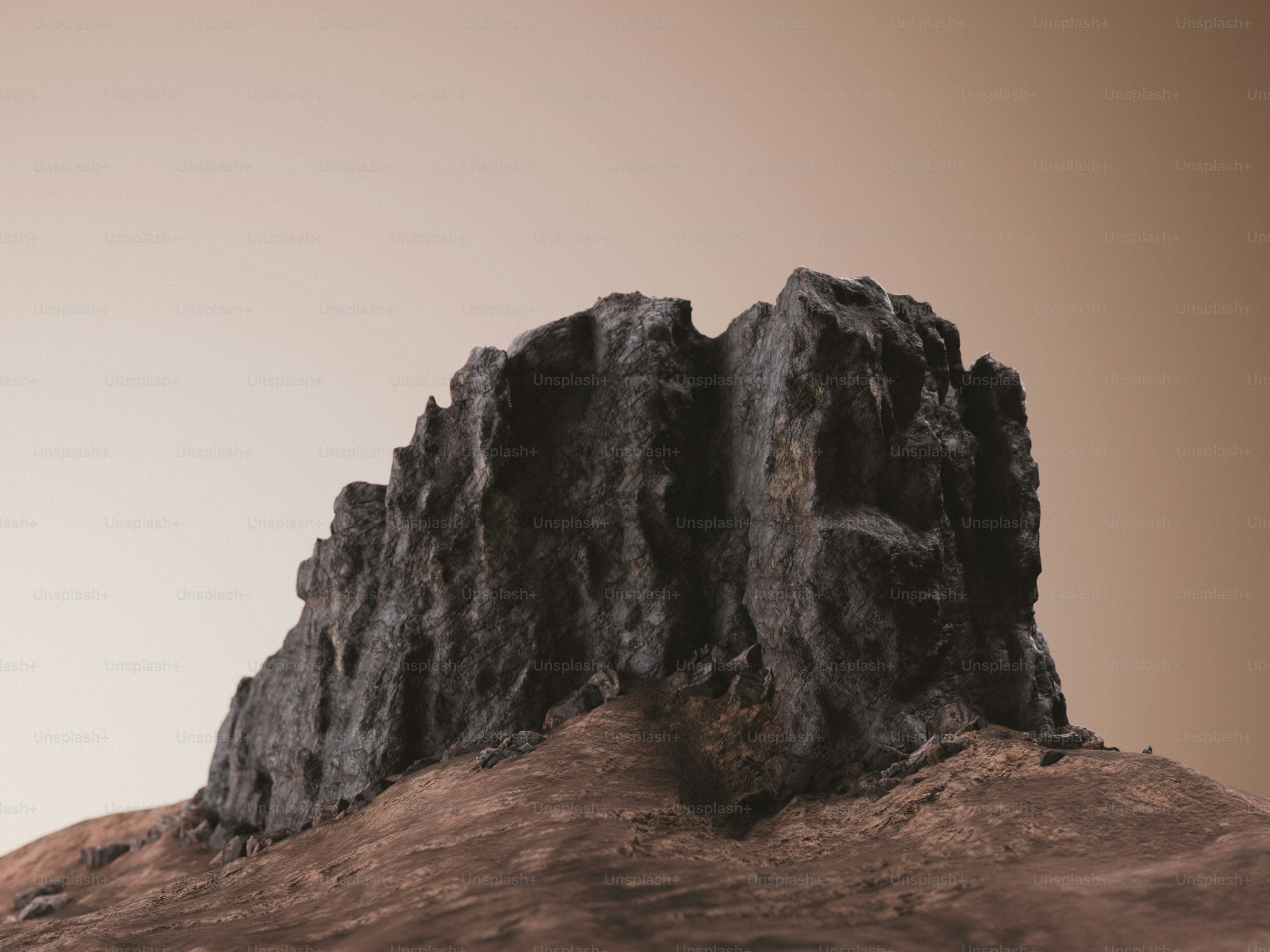 Dark rock formation on an earthy, brown background. photo – Earth Image ...