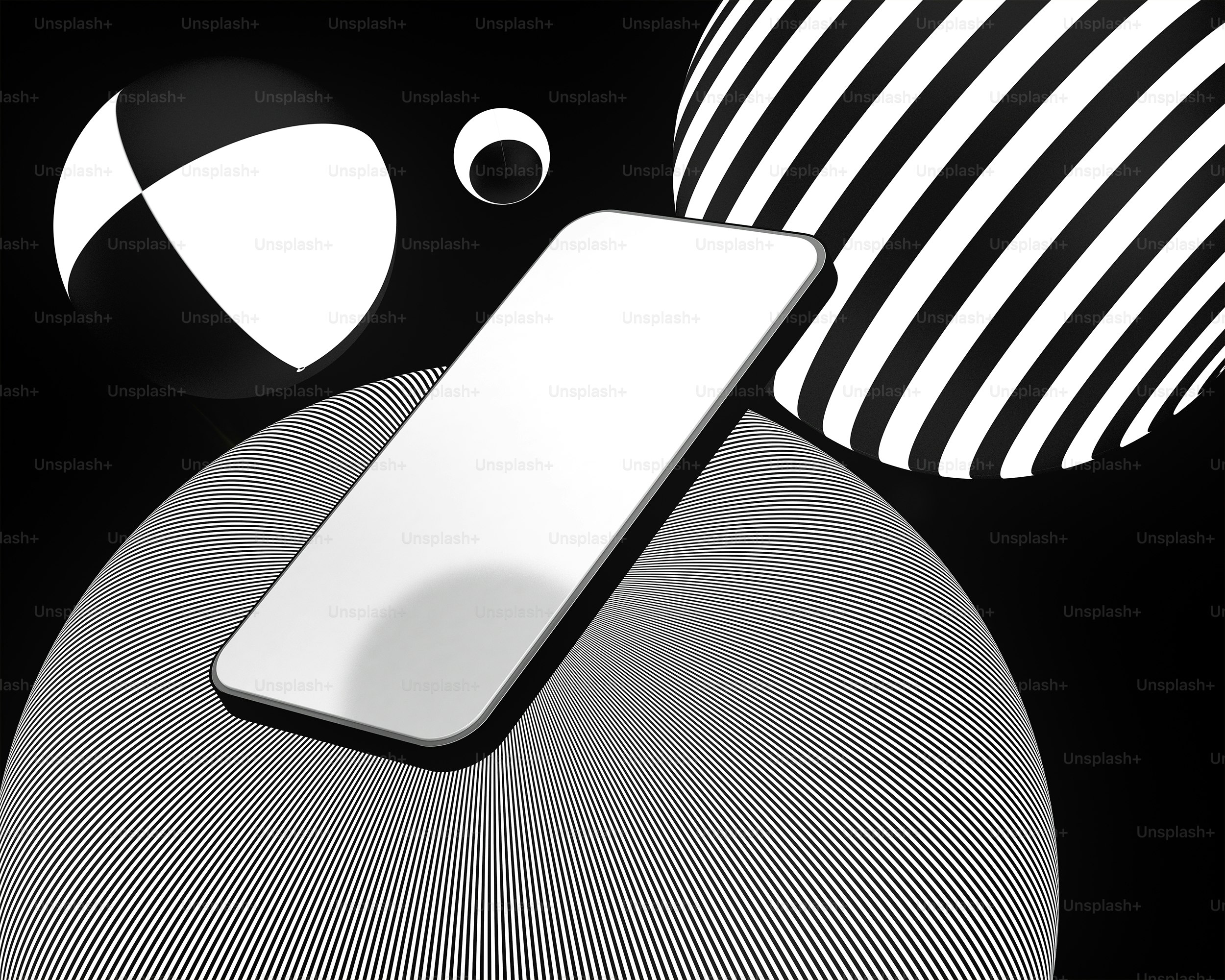 A phone with abstract black and white art. photo – Product Image on ...