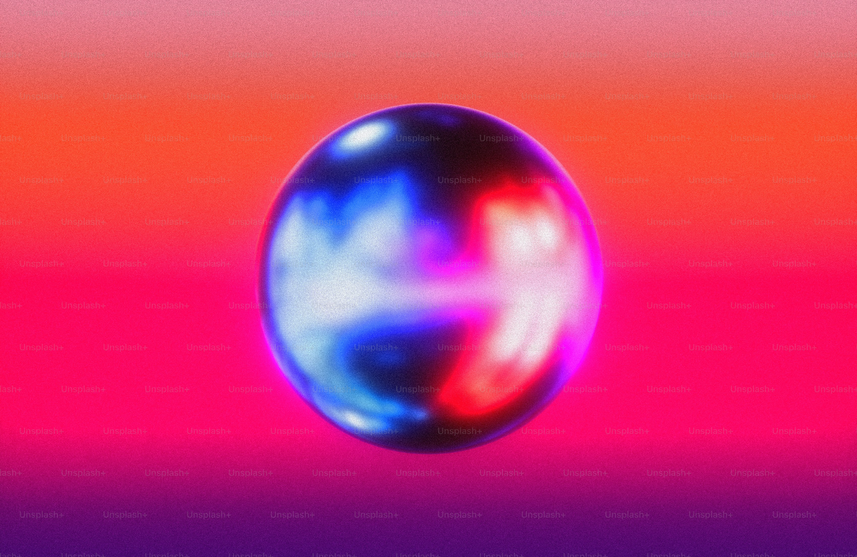 光る球体がカラフルなグラデーションに設定されています。