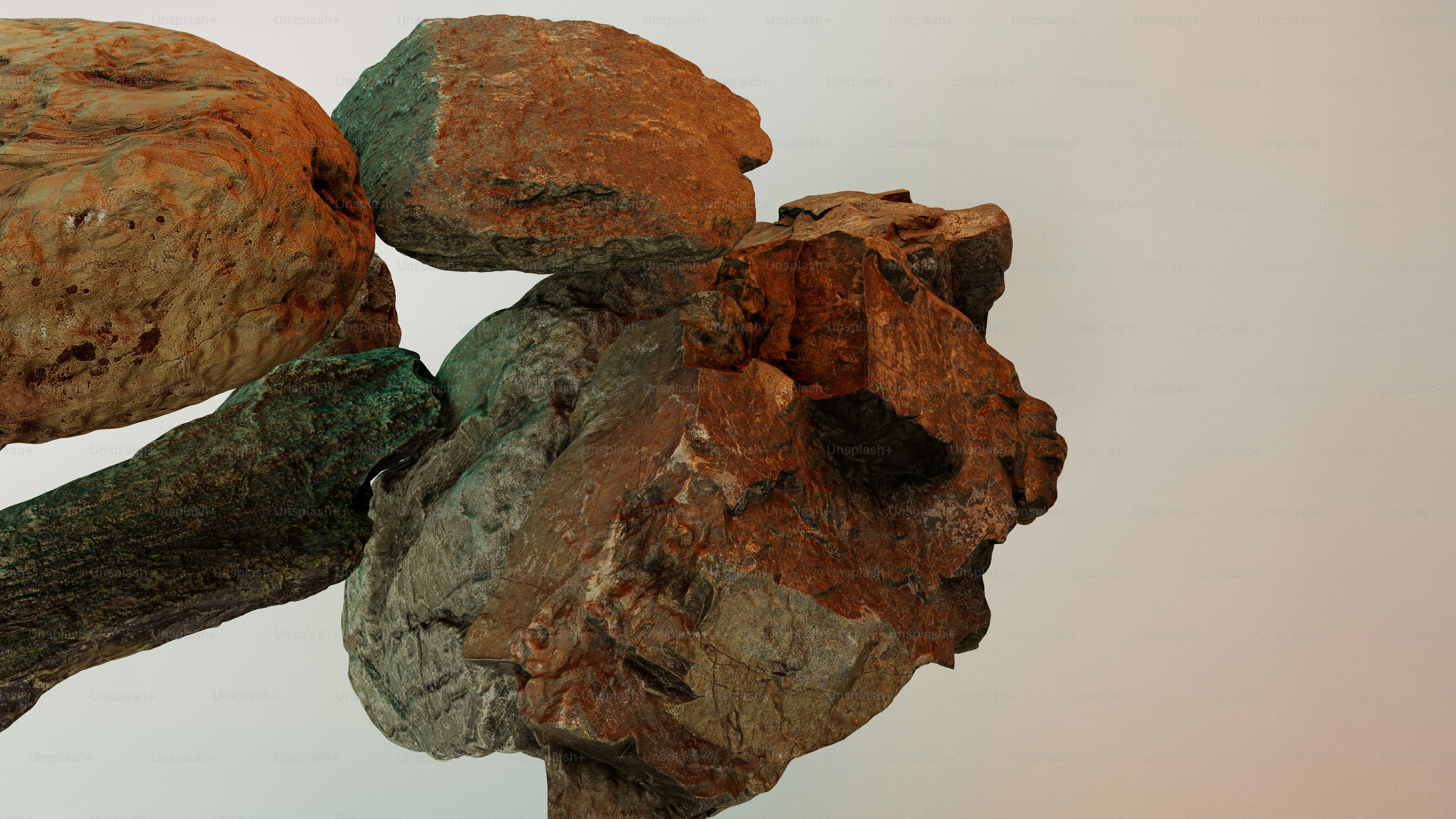 Here's a caption for the image: rocky, abstract shapes in earth tones ...