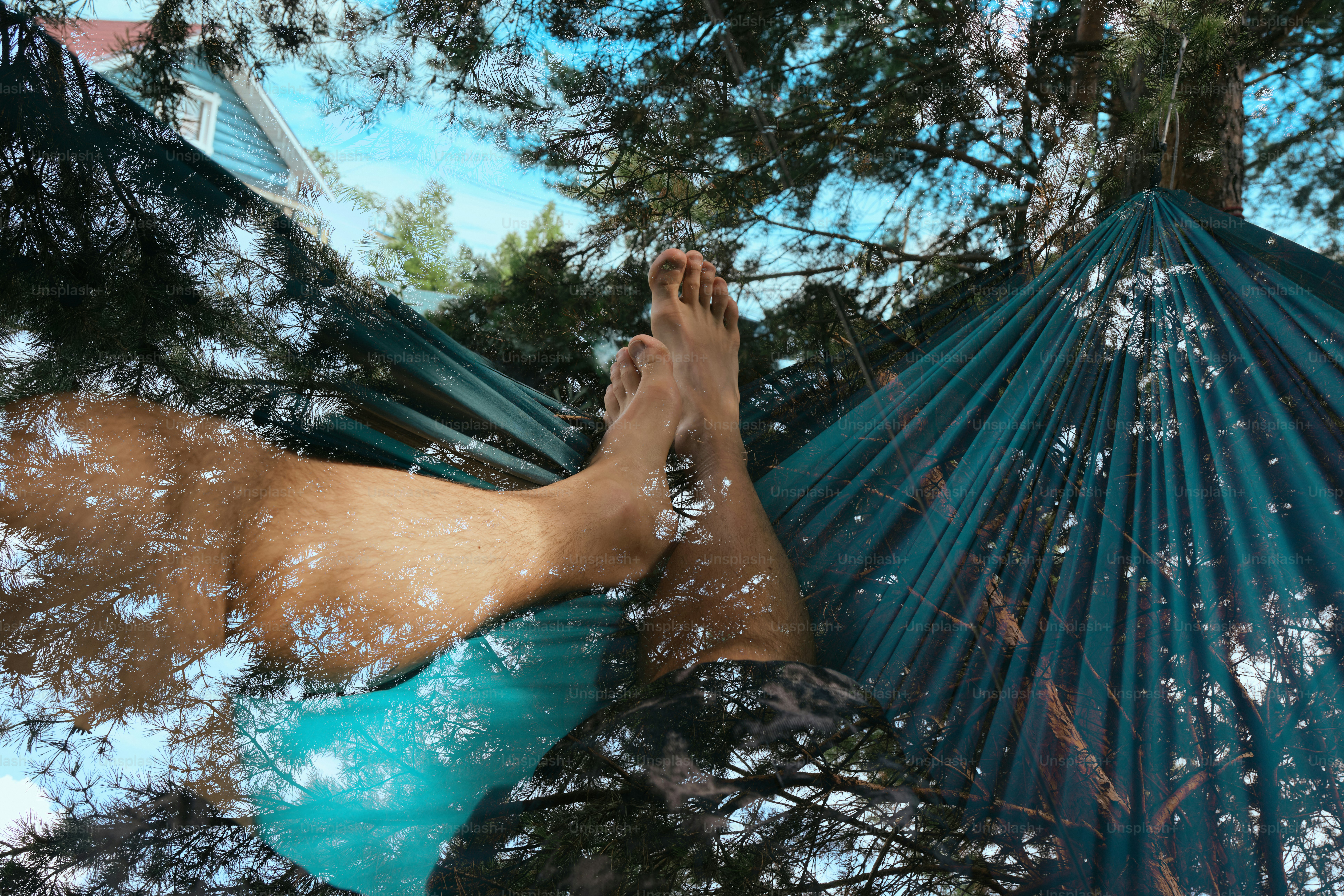 Relaxing in a hammock with a view.