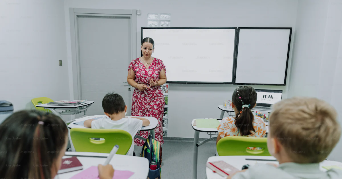 Instructing Class A teacher is instructing students in a classroom. photo – Education ...
