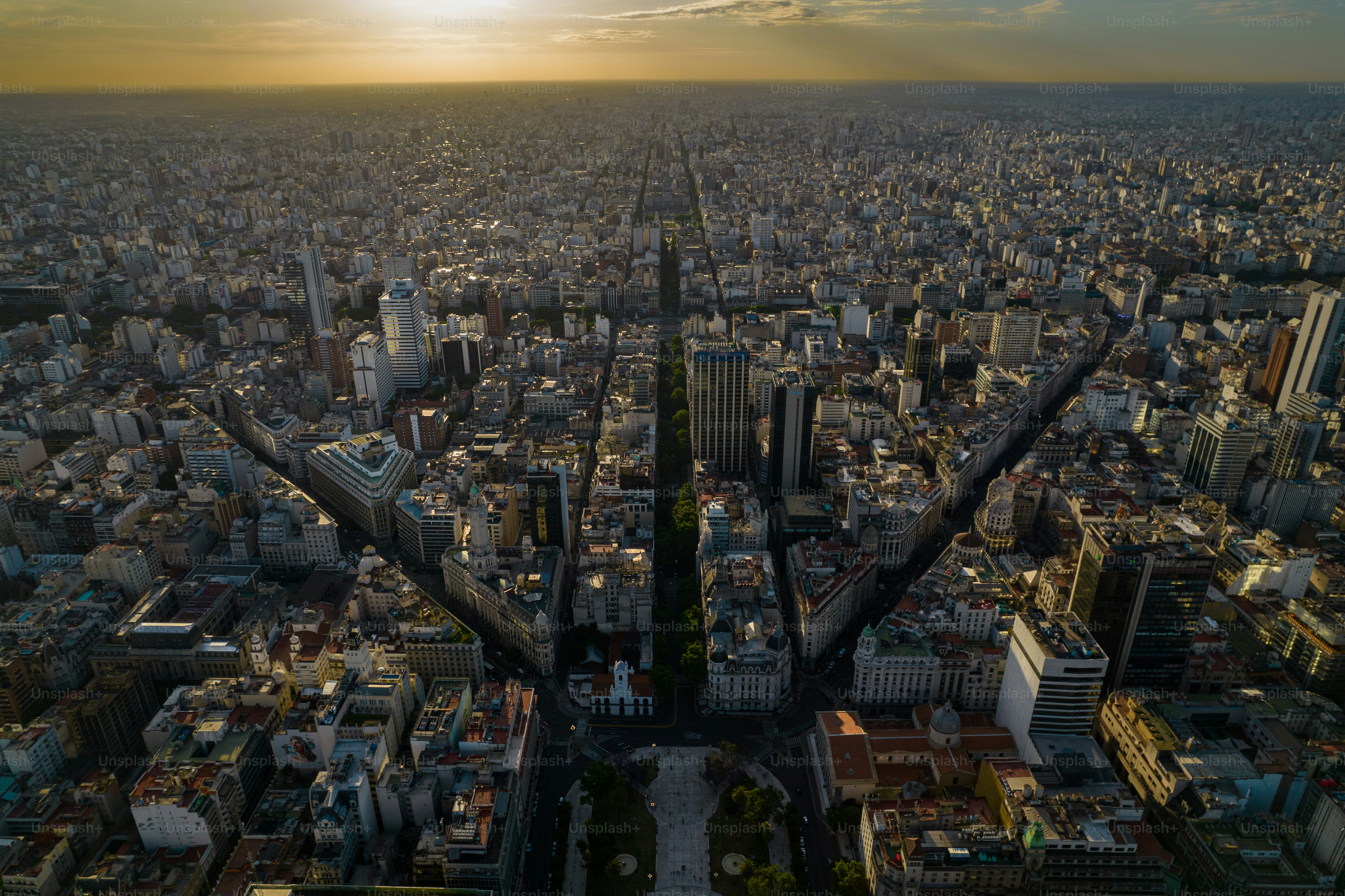 Beautiful aerial view of the Buenos Aires City, it impressive landmarks ...