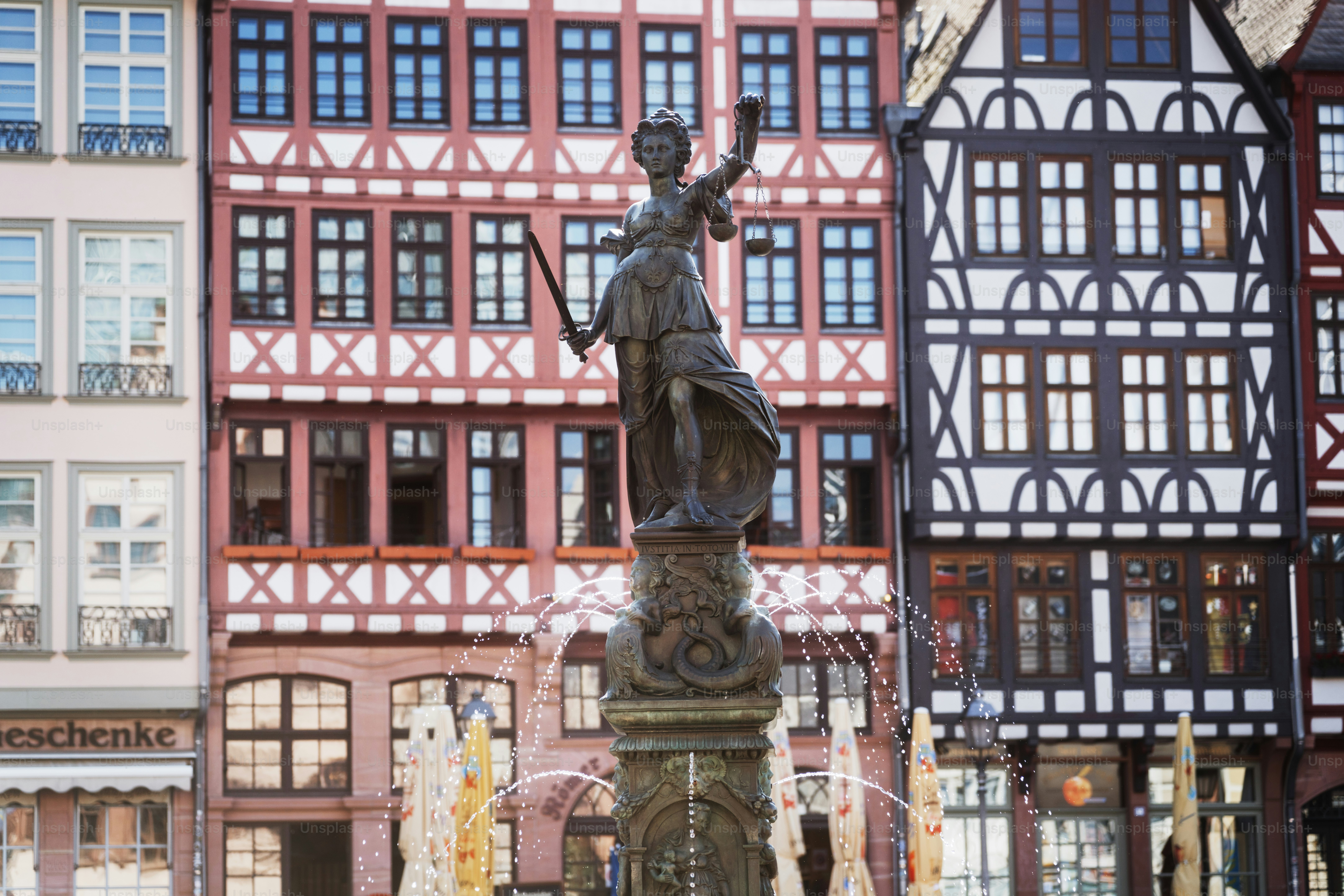 Statue of Justitia, Old town in Frankfurt am Main, Germany