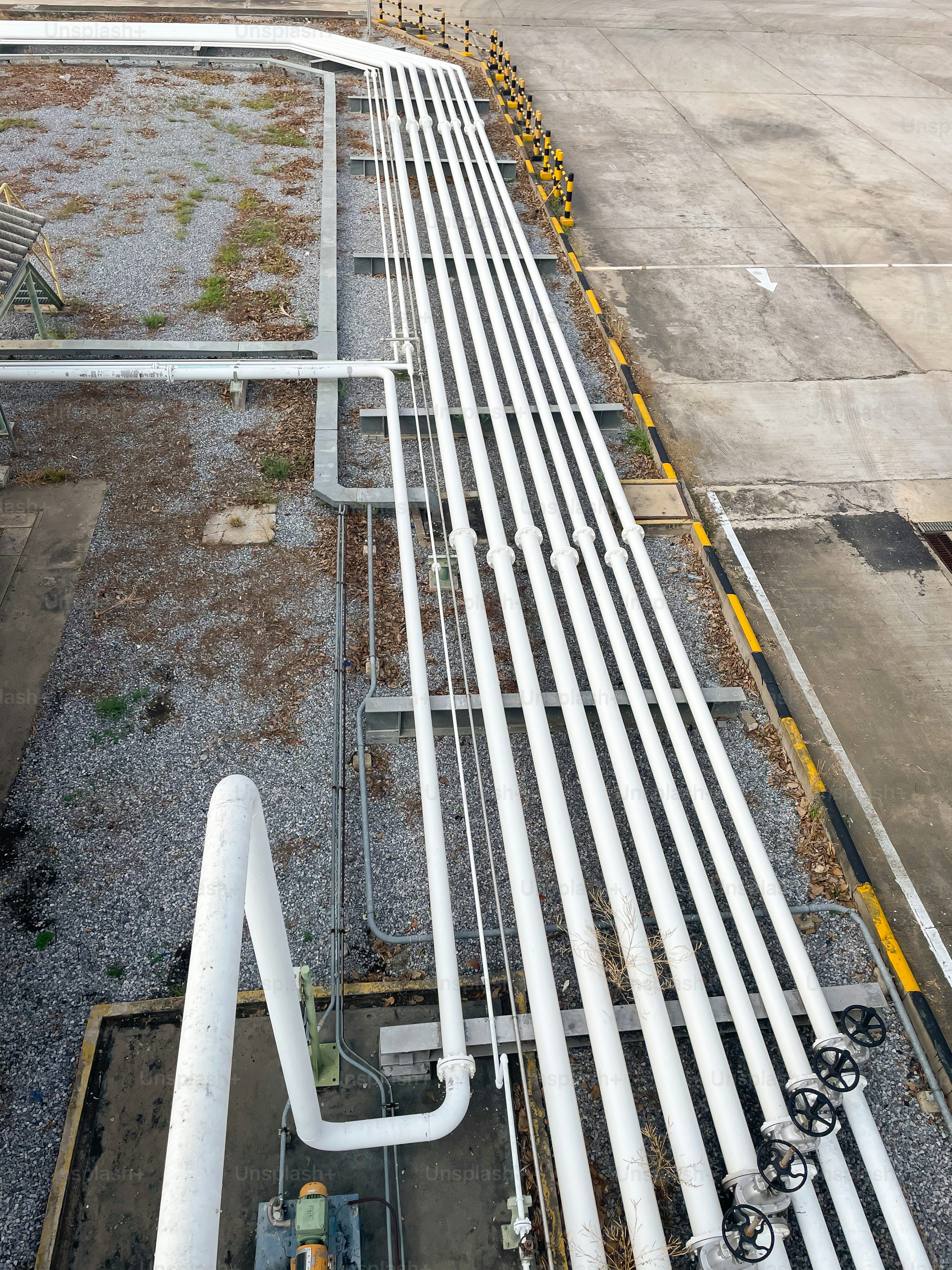 High angle view of oil and gas pipelines