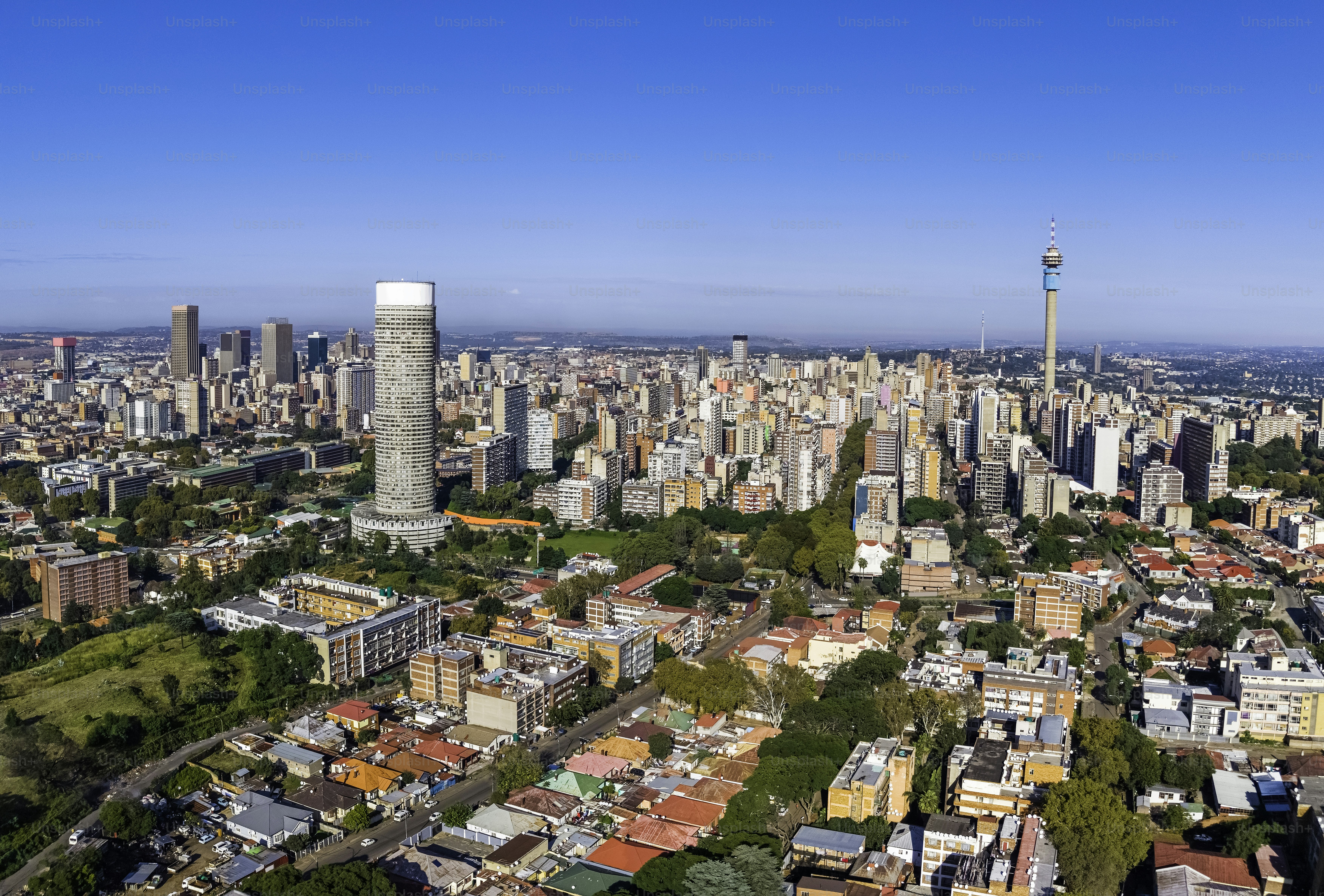 Johannesburg cityscape seen from the eastern side with Yeoville and the ...
