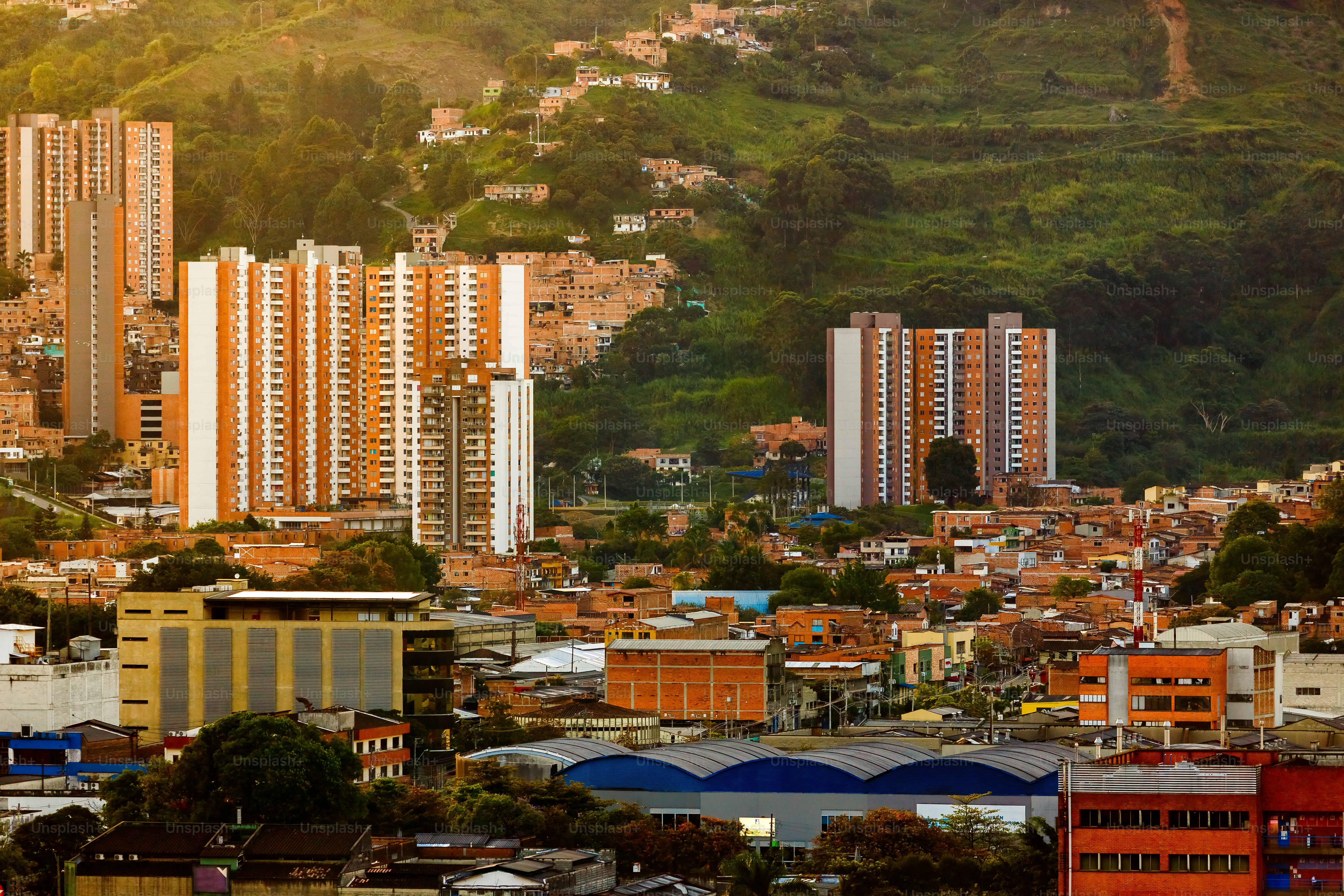 Edifici e case sul pendio di una collina a Medellin, Colombia